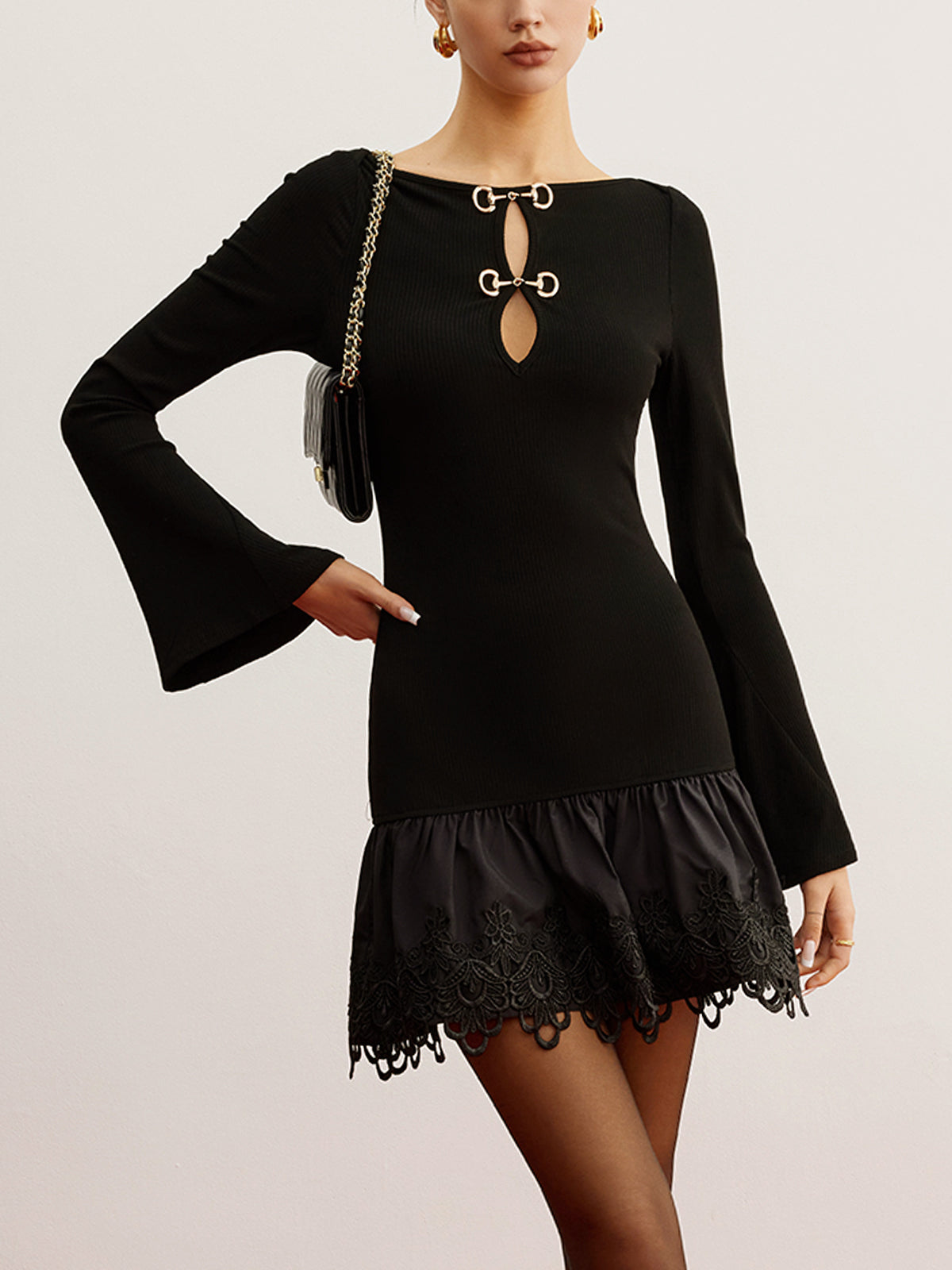 Cutout Panel Jersey Dress