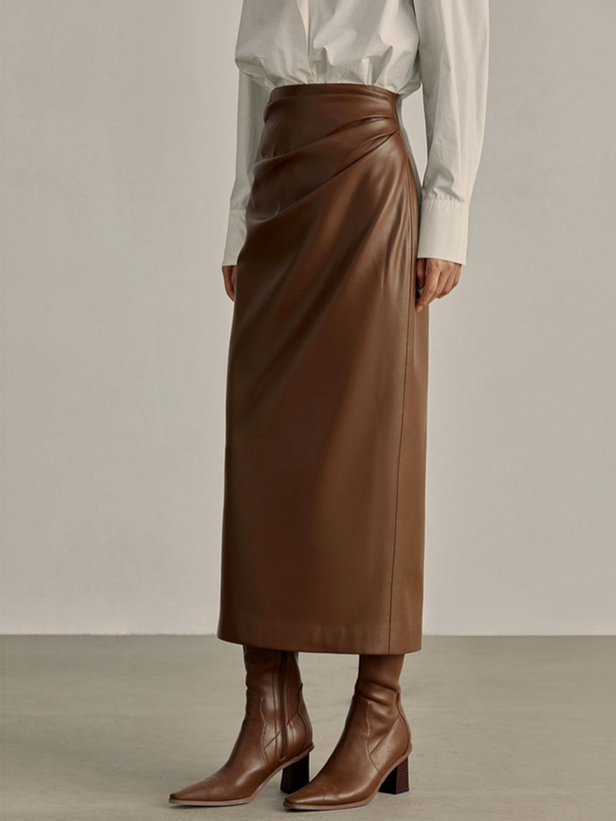 Minimalist PU Leather Skirt