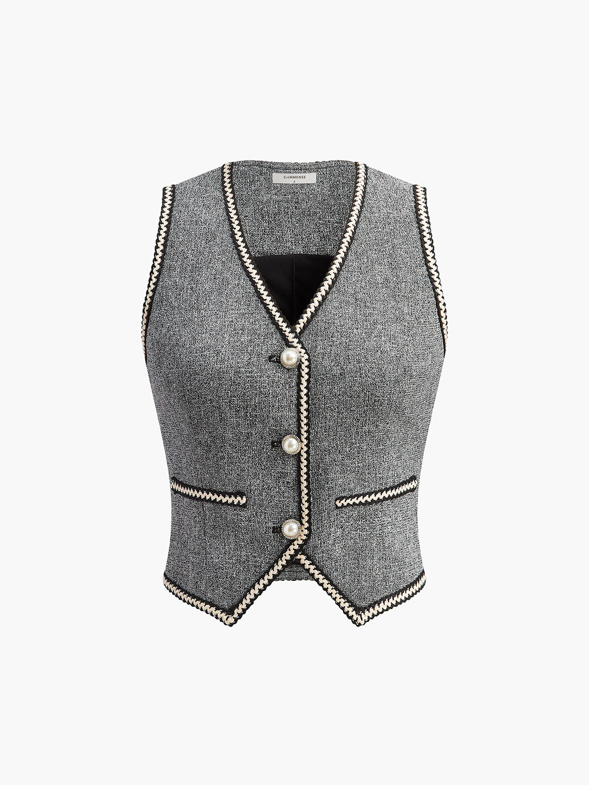 Pearl Button Split Crop Vest