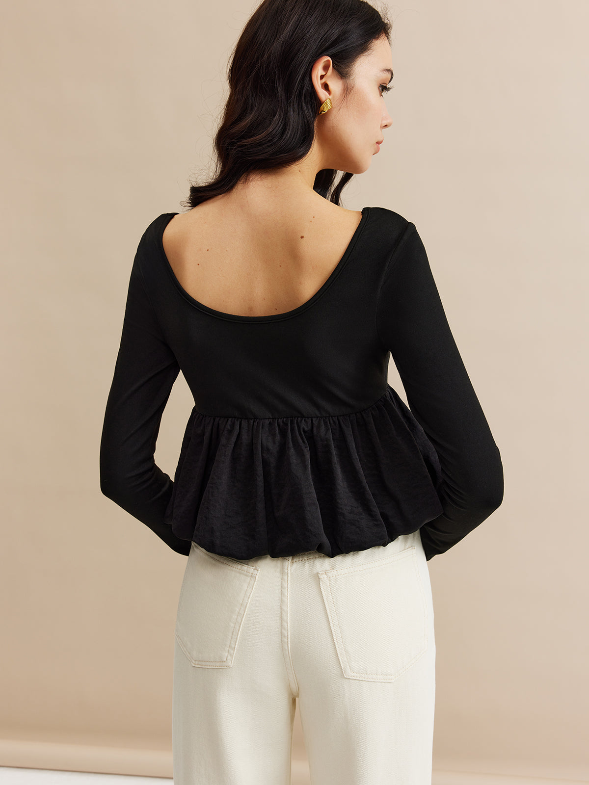 Square Neck Bud Waist Blouse