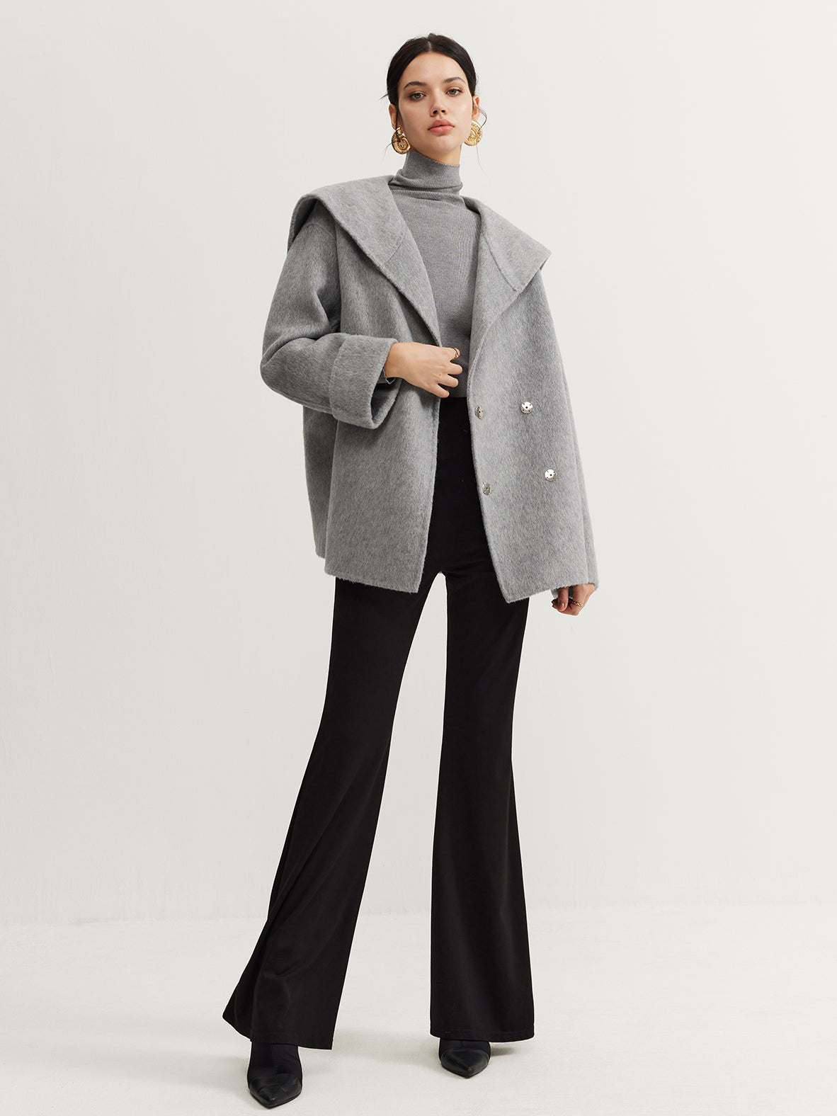 Sailor-Collar Belted Wool Coat