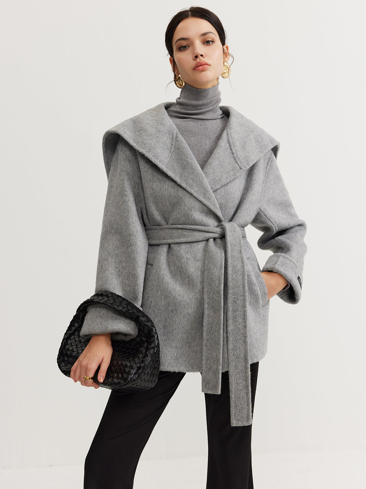 Sailor-Collar Belted Wool Coat