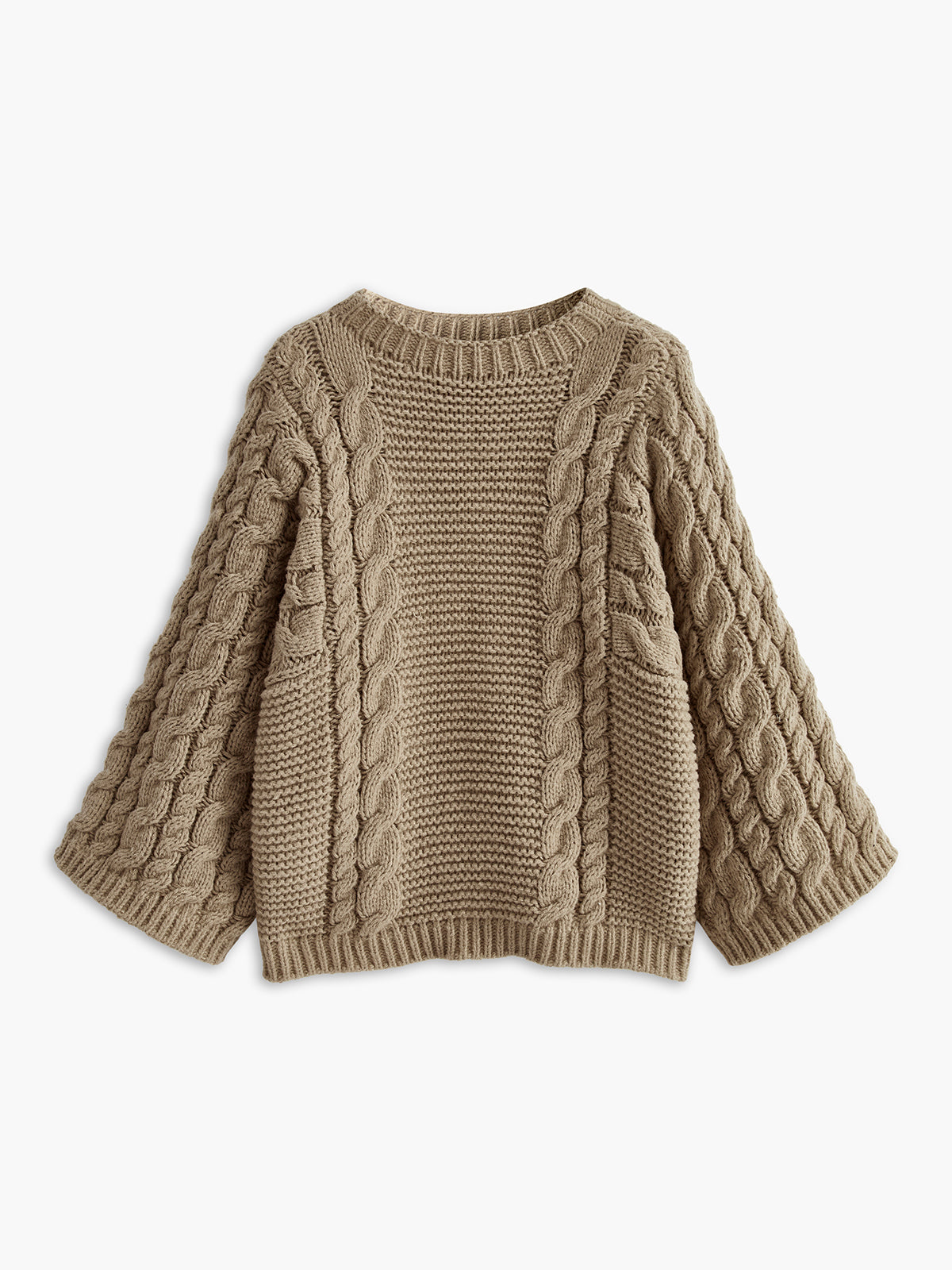 Leisure Round Neck Cable Knit Sweater