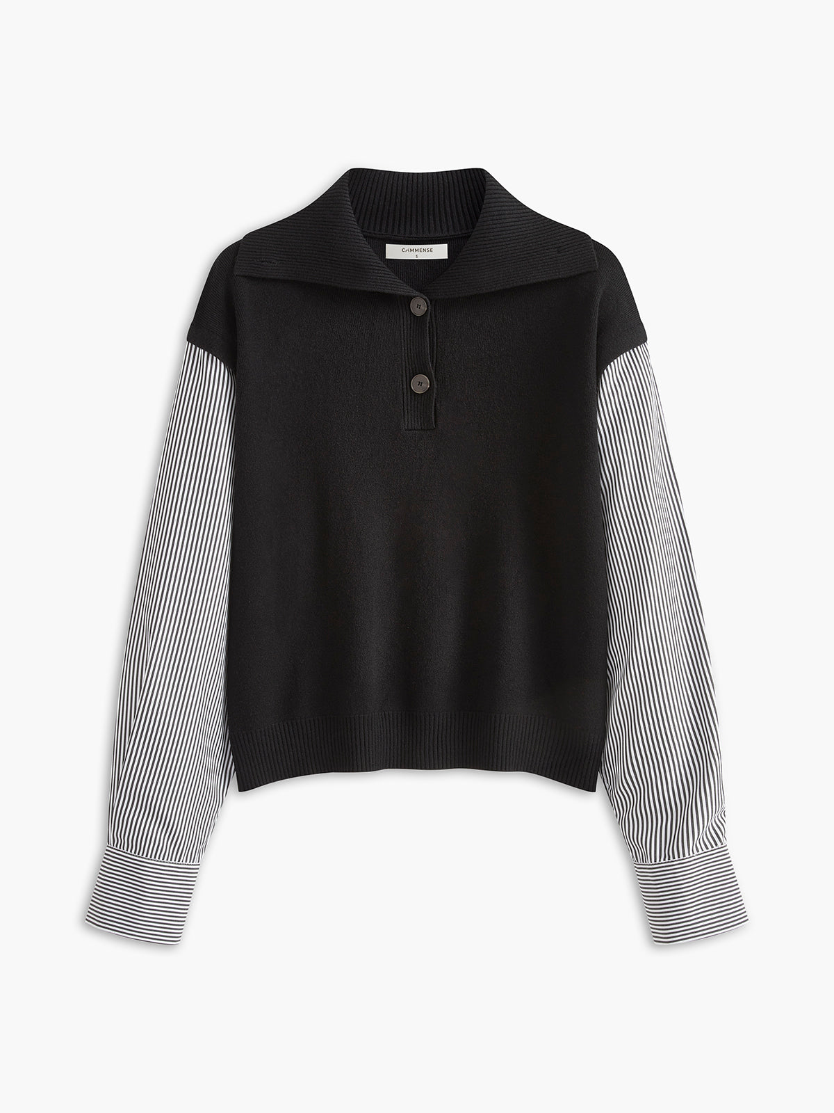 Color Block Panel Lapel Sweater