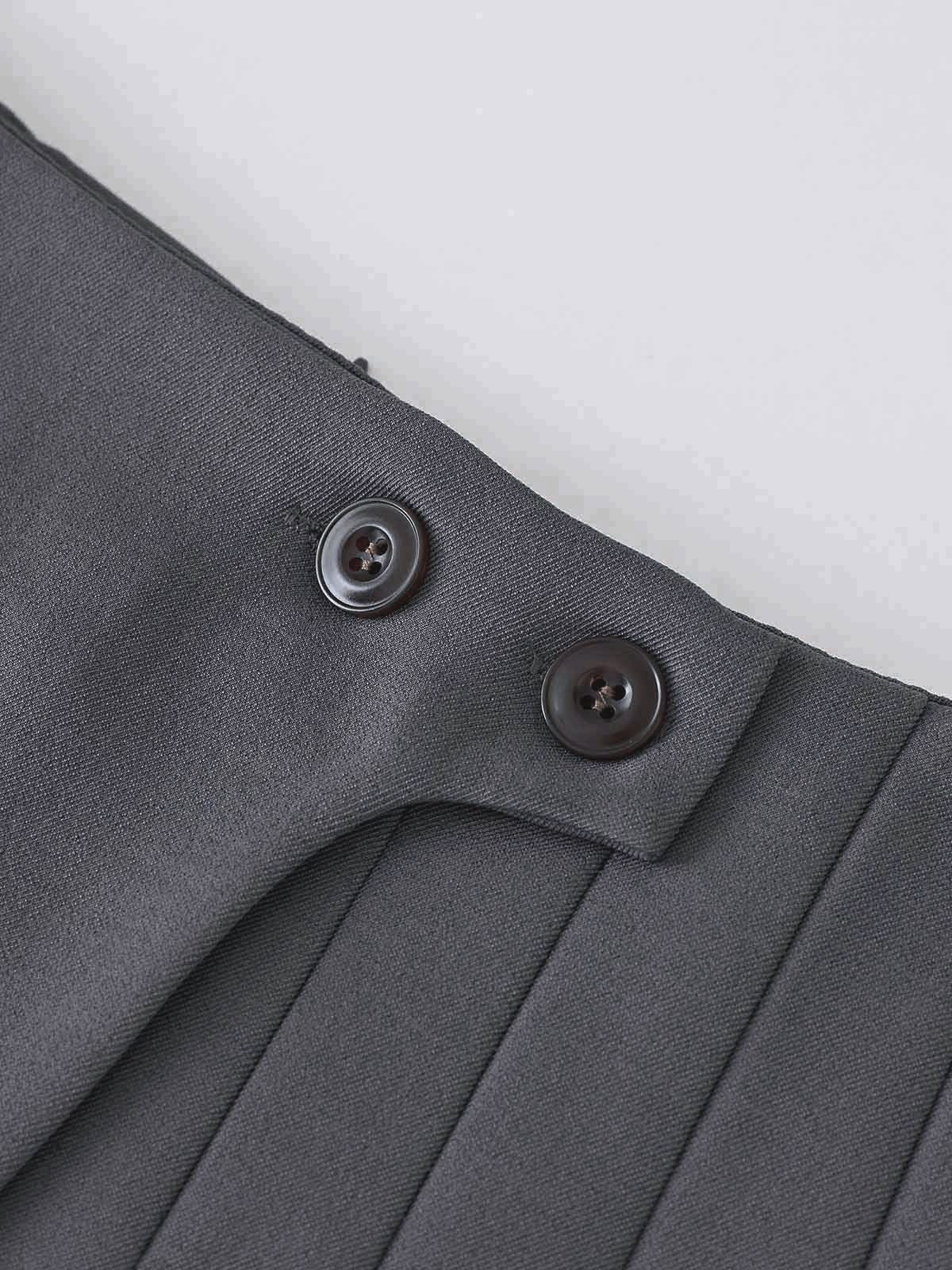 Button Zipper Pleated Suit Skirt