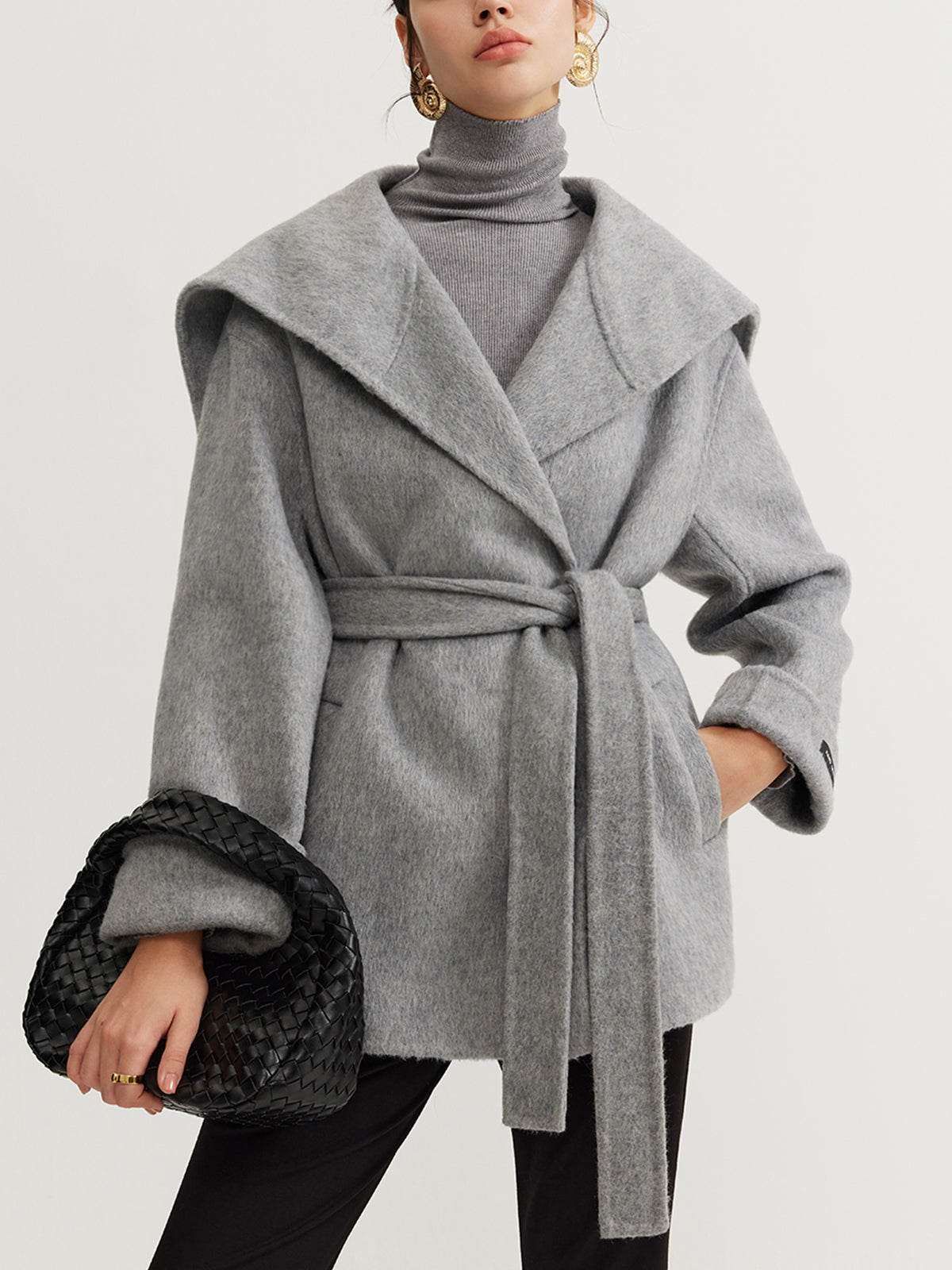 Sailor-Collar Belted Wool Coat