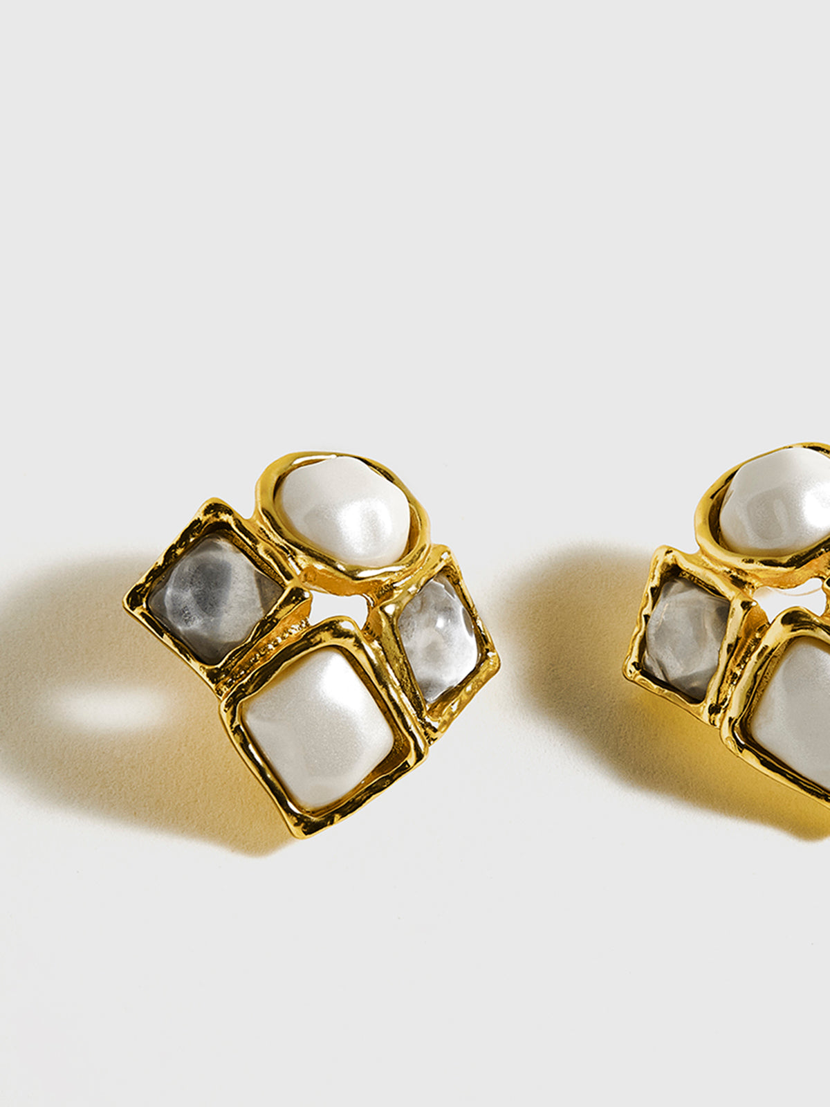 Square Imitation Pearl Stud Earrings