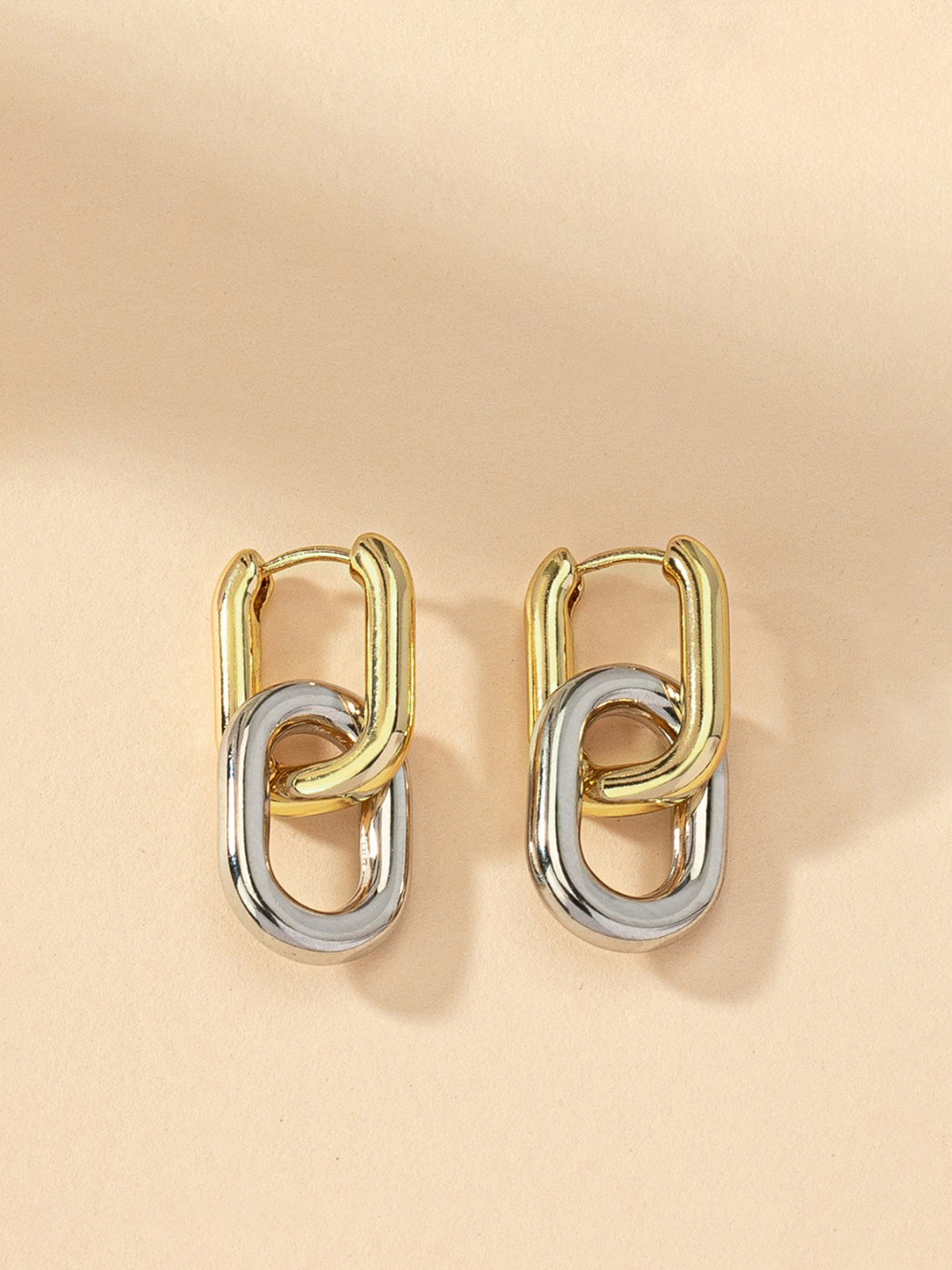 Two-Tone Hoop Drop Earrings