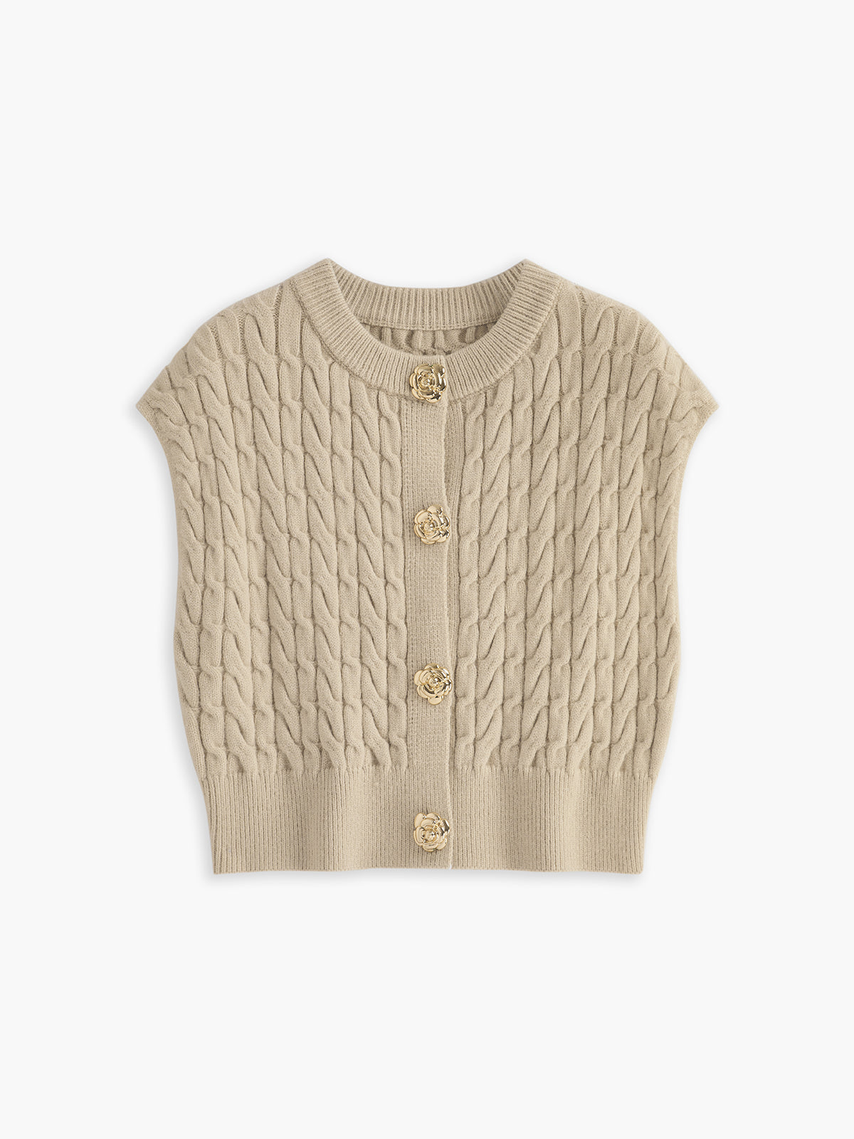 Metal Button Twist Sweater Ves