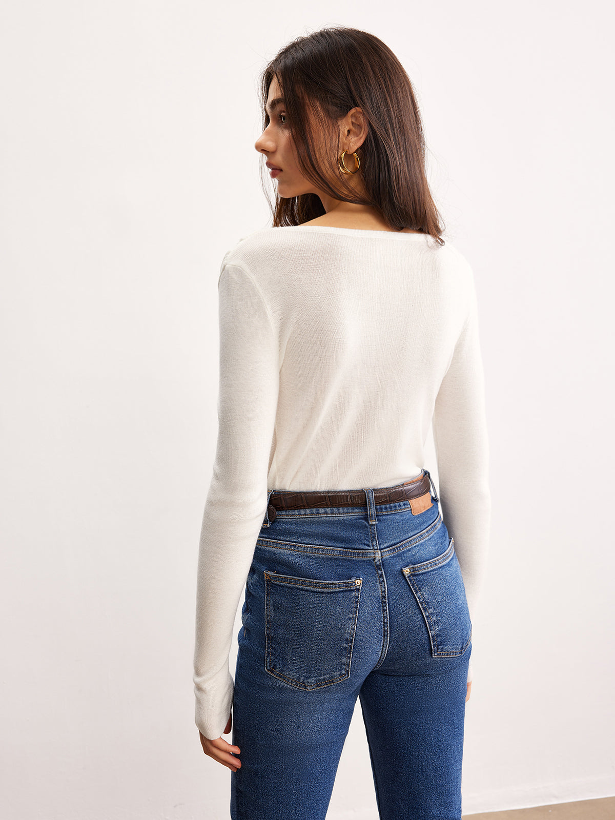 Wool-Blend Pleated Knit Top