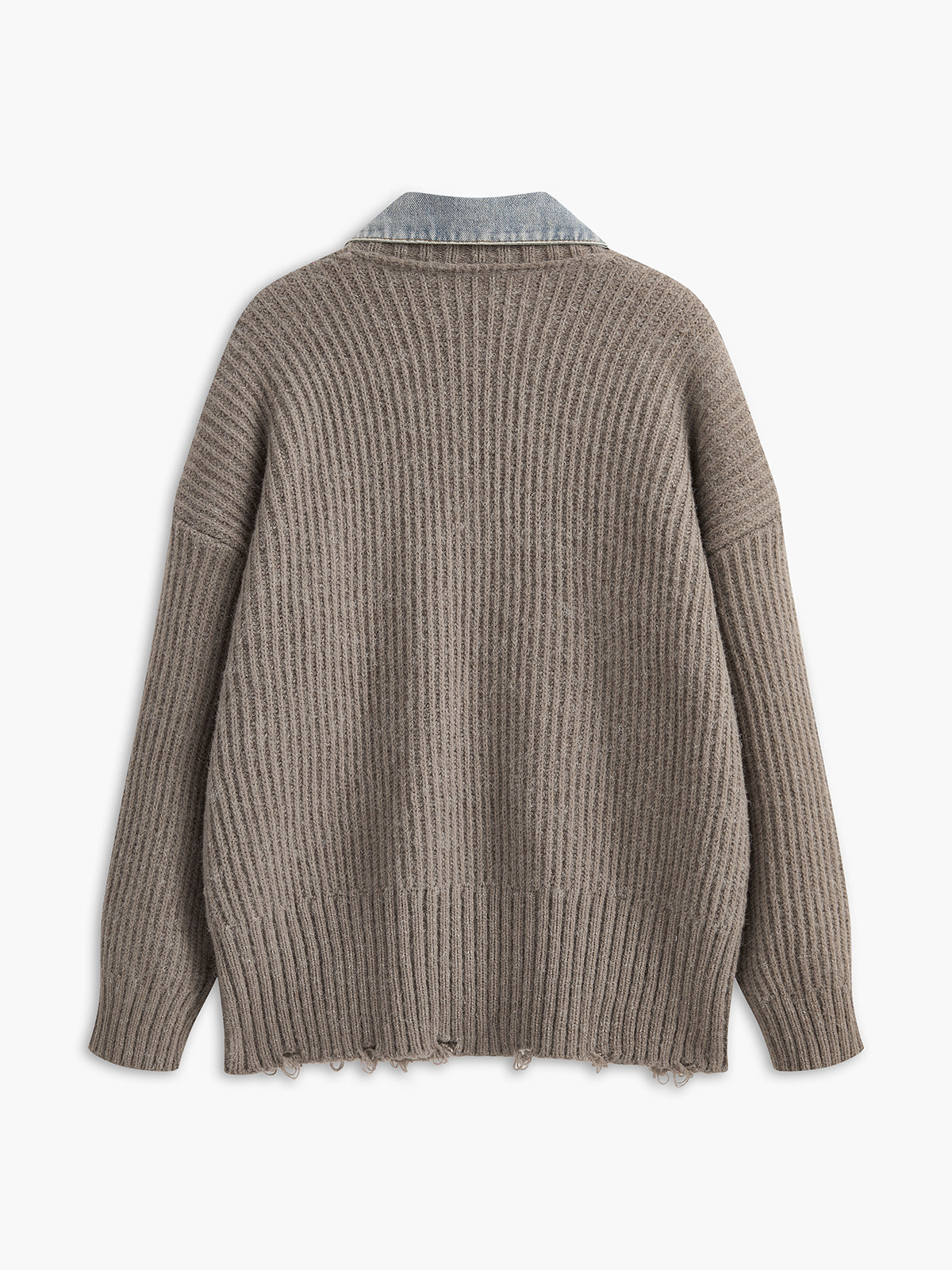 Ribbed Panel Button Knit Outerwear