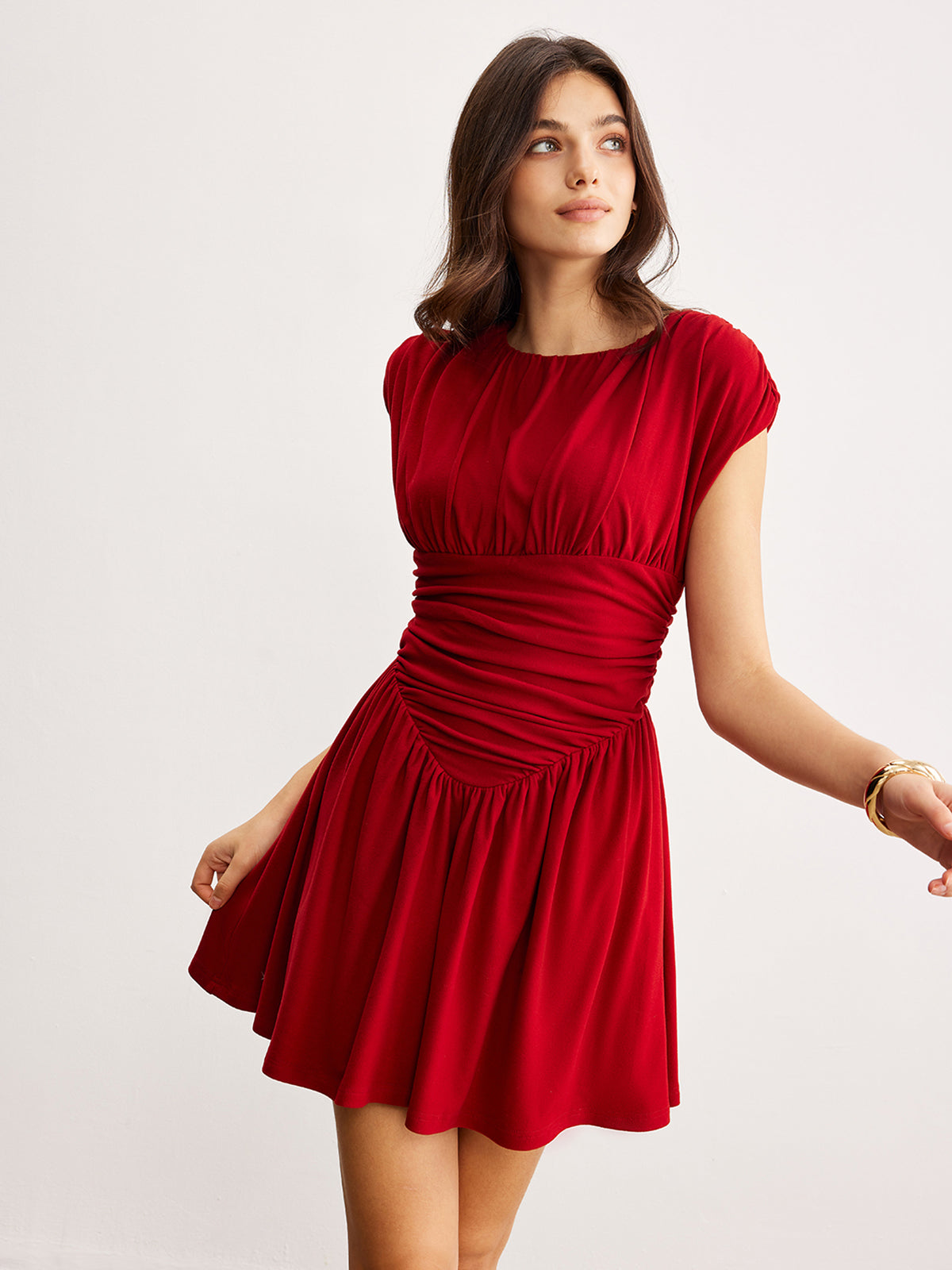 Elegant Pleated Ruffle Dress