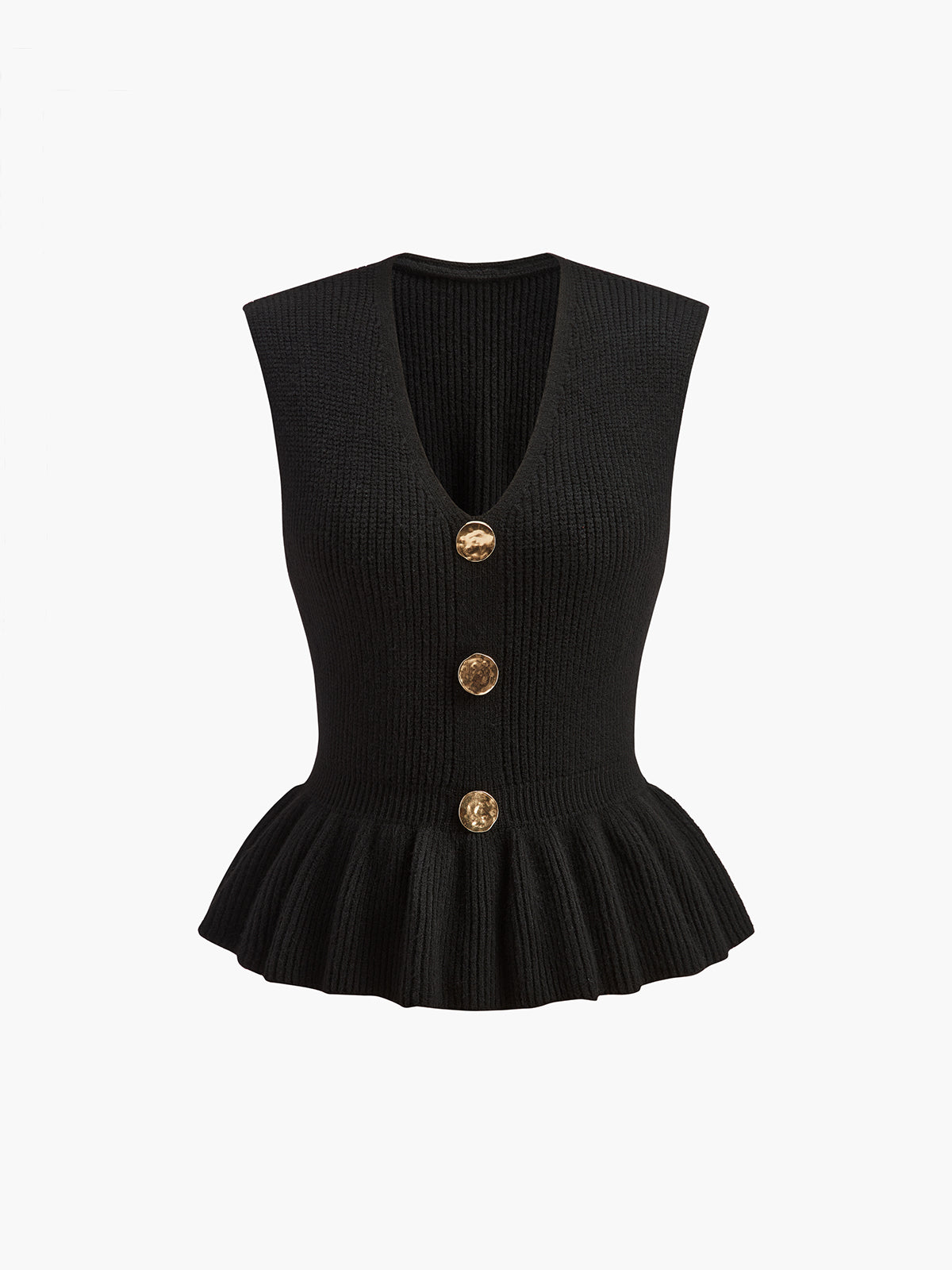 Ribbed Ruffle Sweater Vest