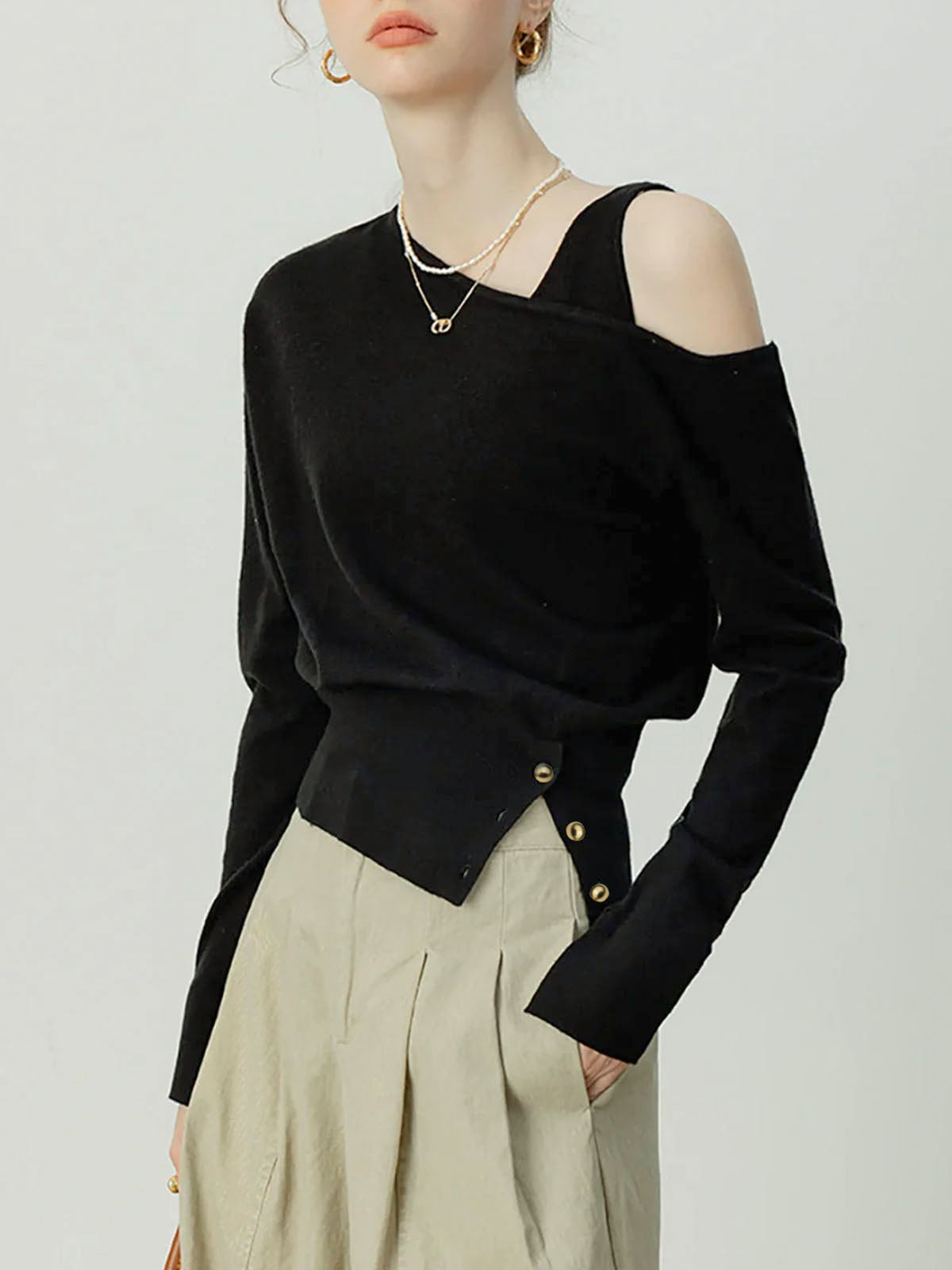 Asymmetrical Cold Shoulder Sweater Co-ord