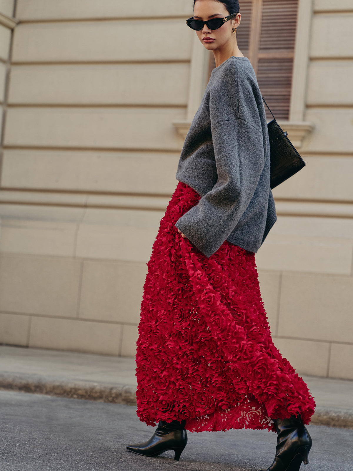 High-Waist Rosette Skirt