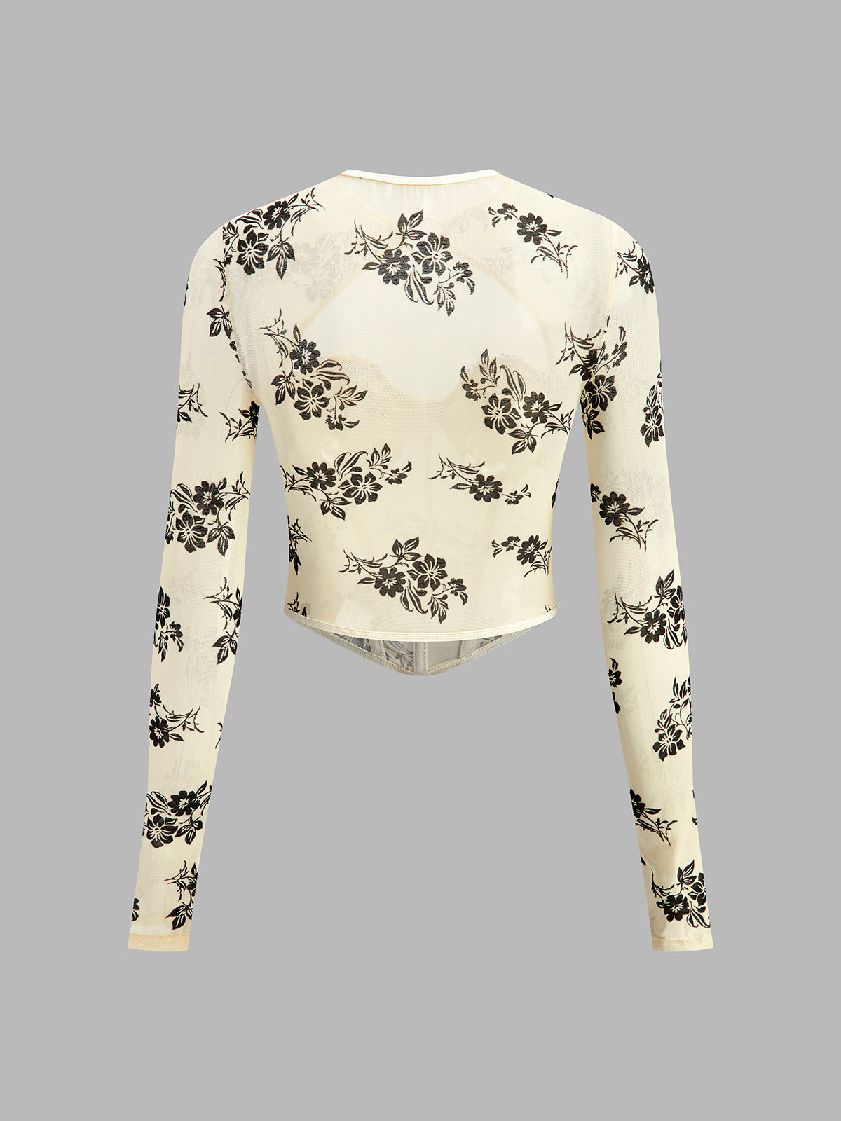 Flocked Jacquard Heart-Ring Cutout Top