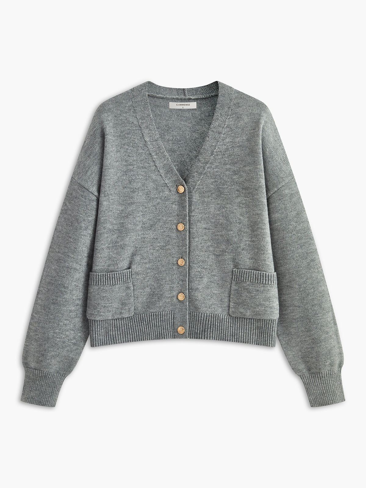 V-Neck Metal Button Cardigan