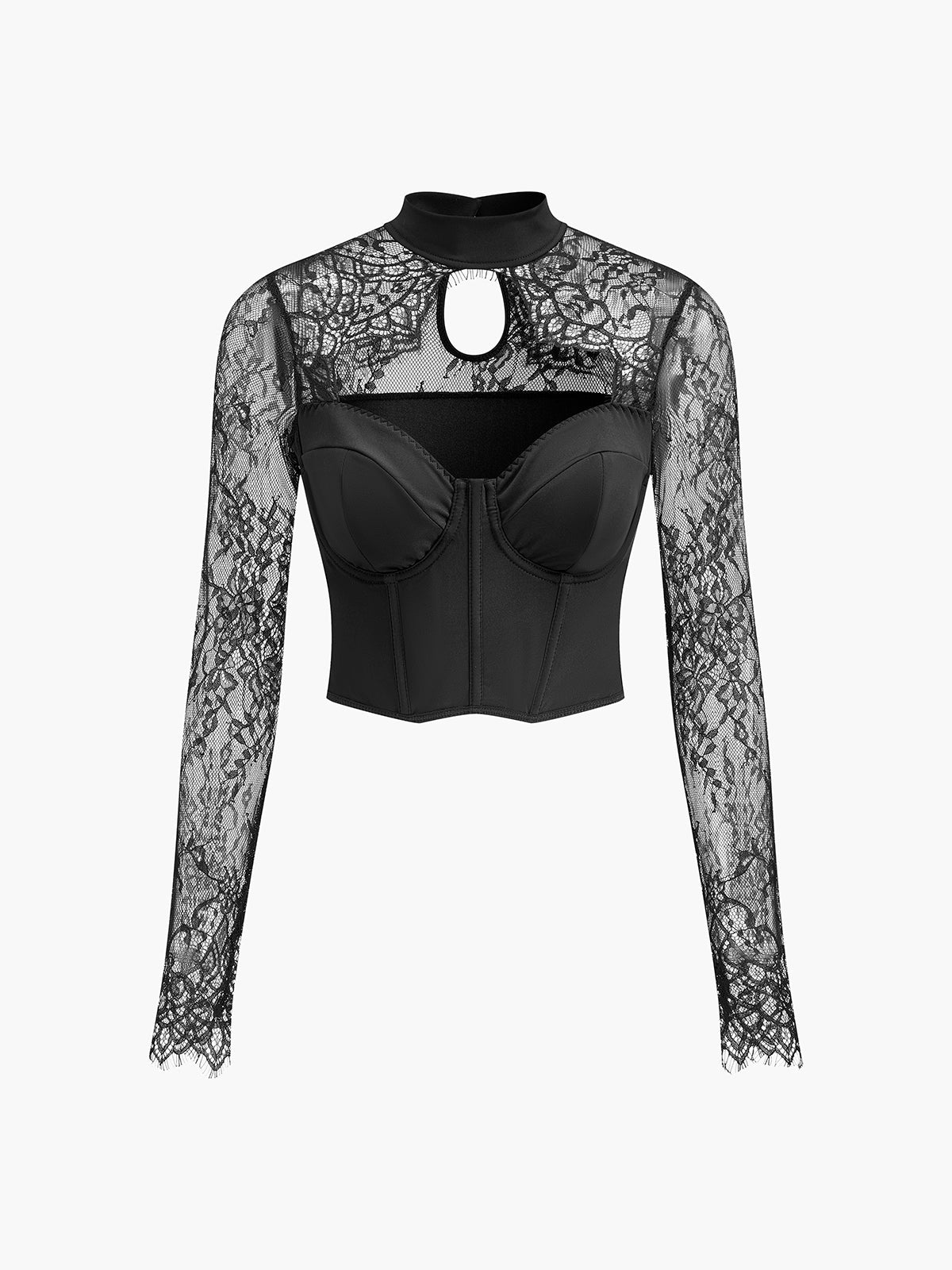 Cutout Lace Panel Corset Blouse