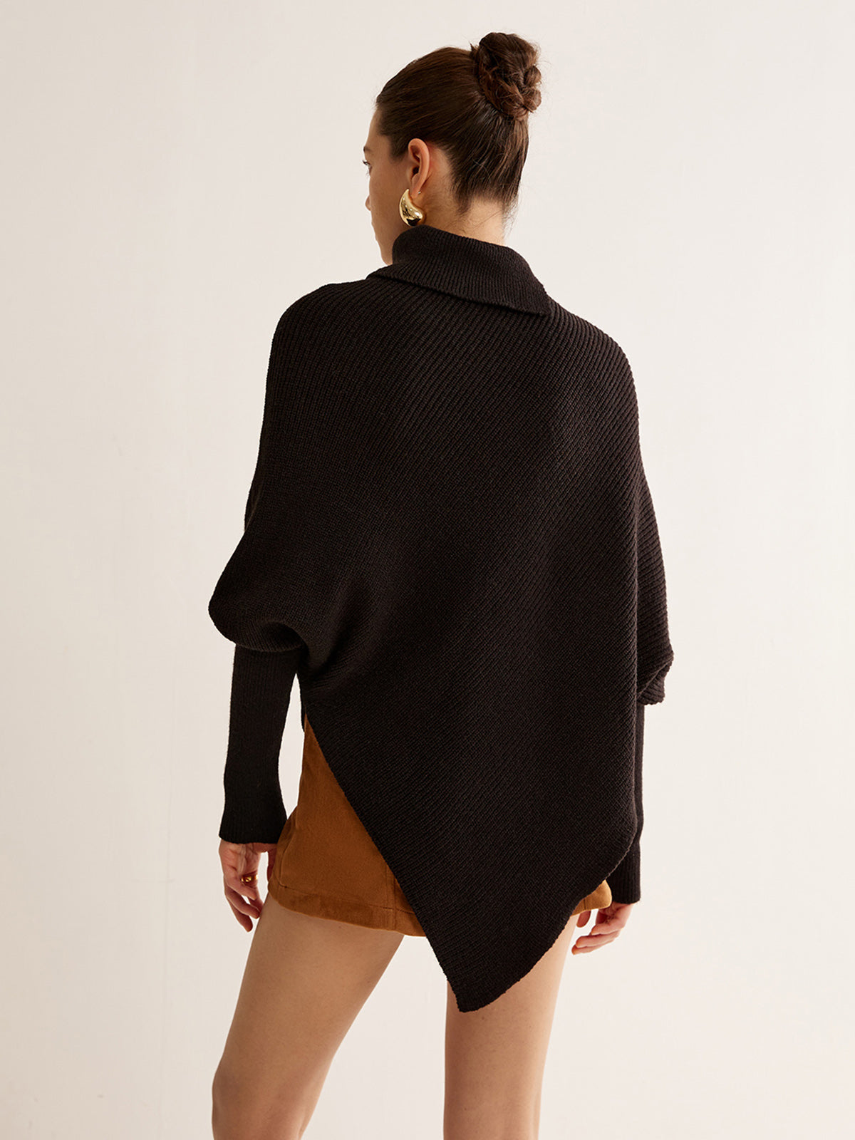 Asymmetrical Lantern Sleeve Cloak Sweater