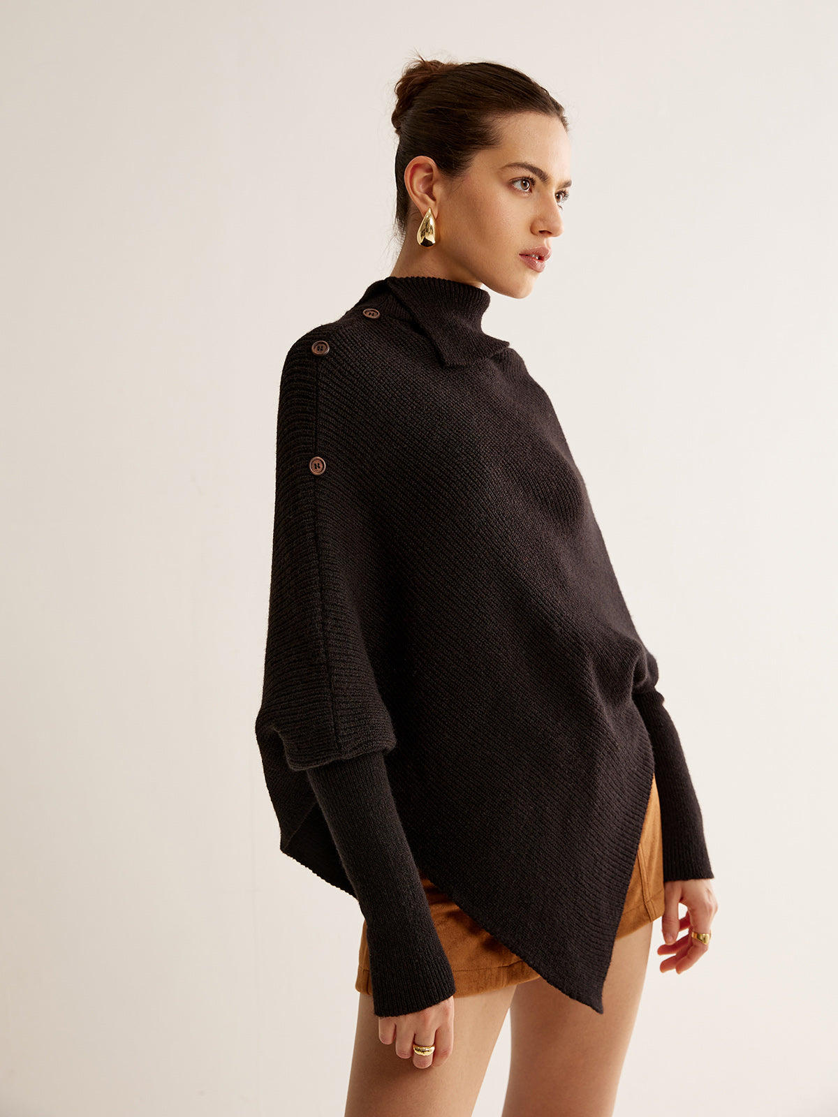 Asymmetrical Lantern Sleeve Cloak Sweater