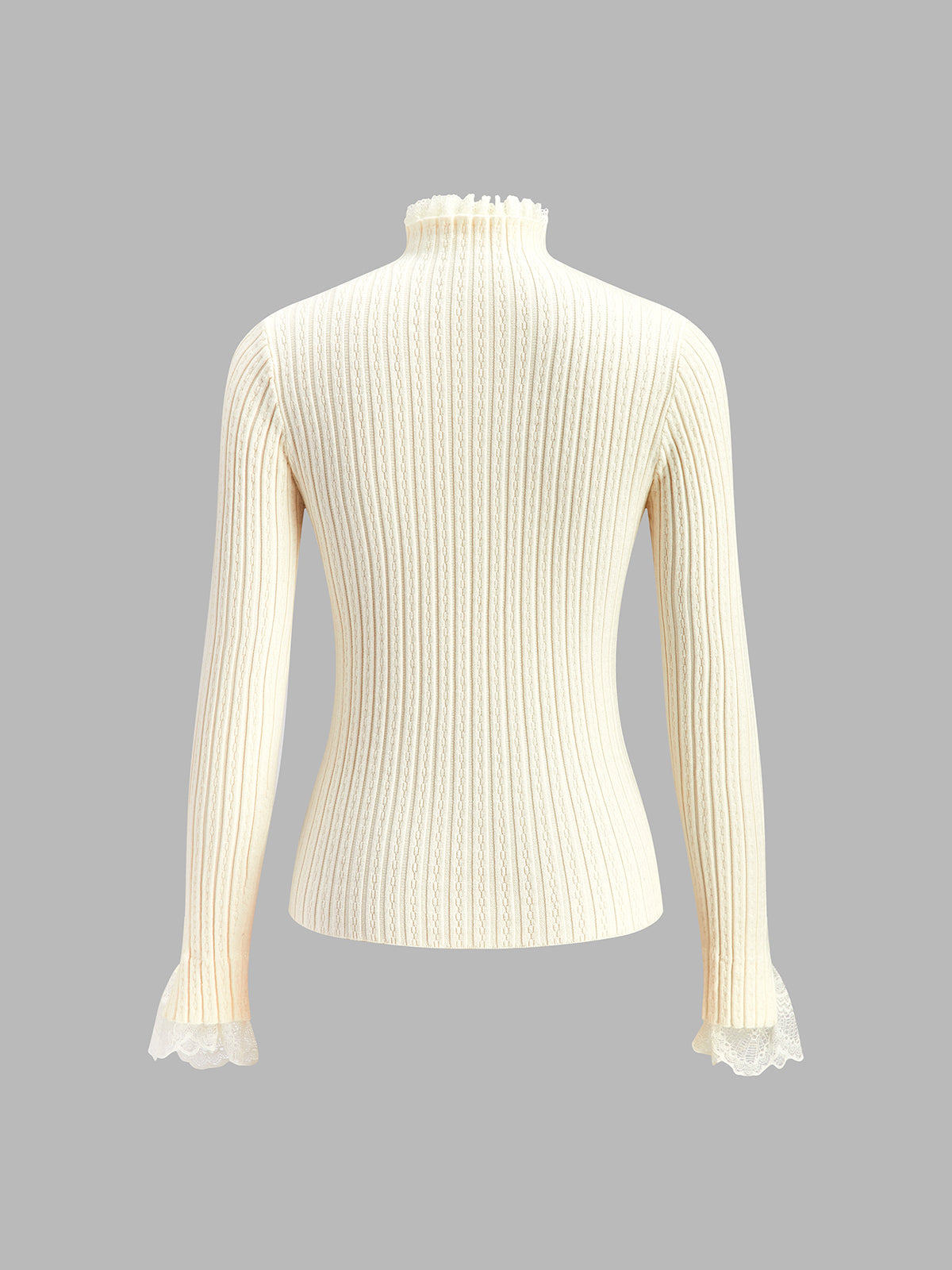 Elegant Lace Trim Slim Sweater