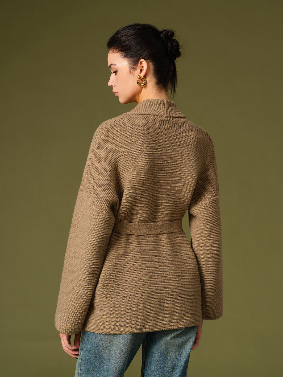 Belted Knit Warm Outerwear