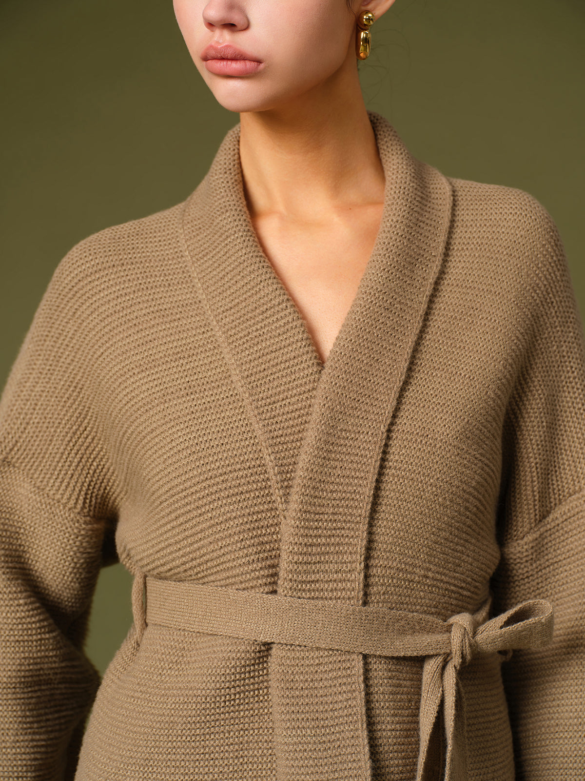 Belted Knit Warm Outerwear