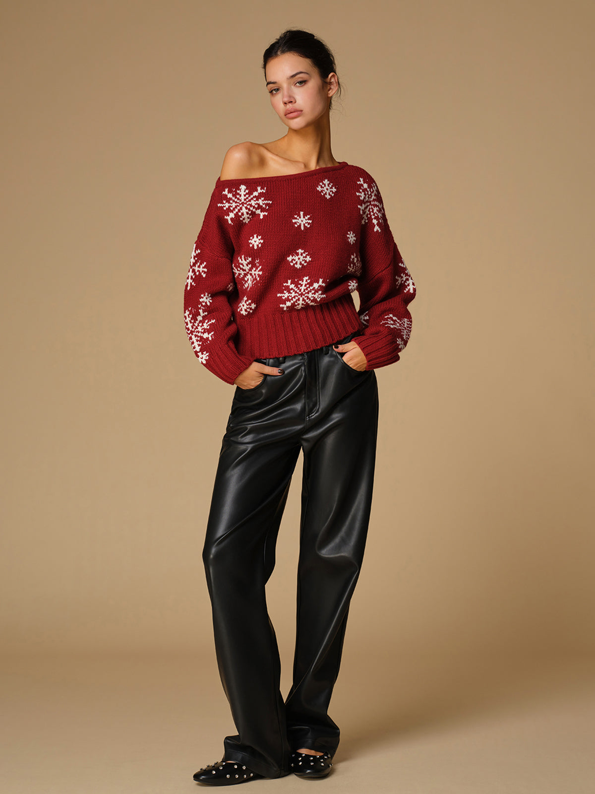 Asymmetrical Snowflake Knit Top