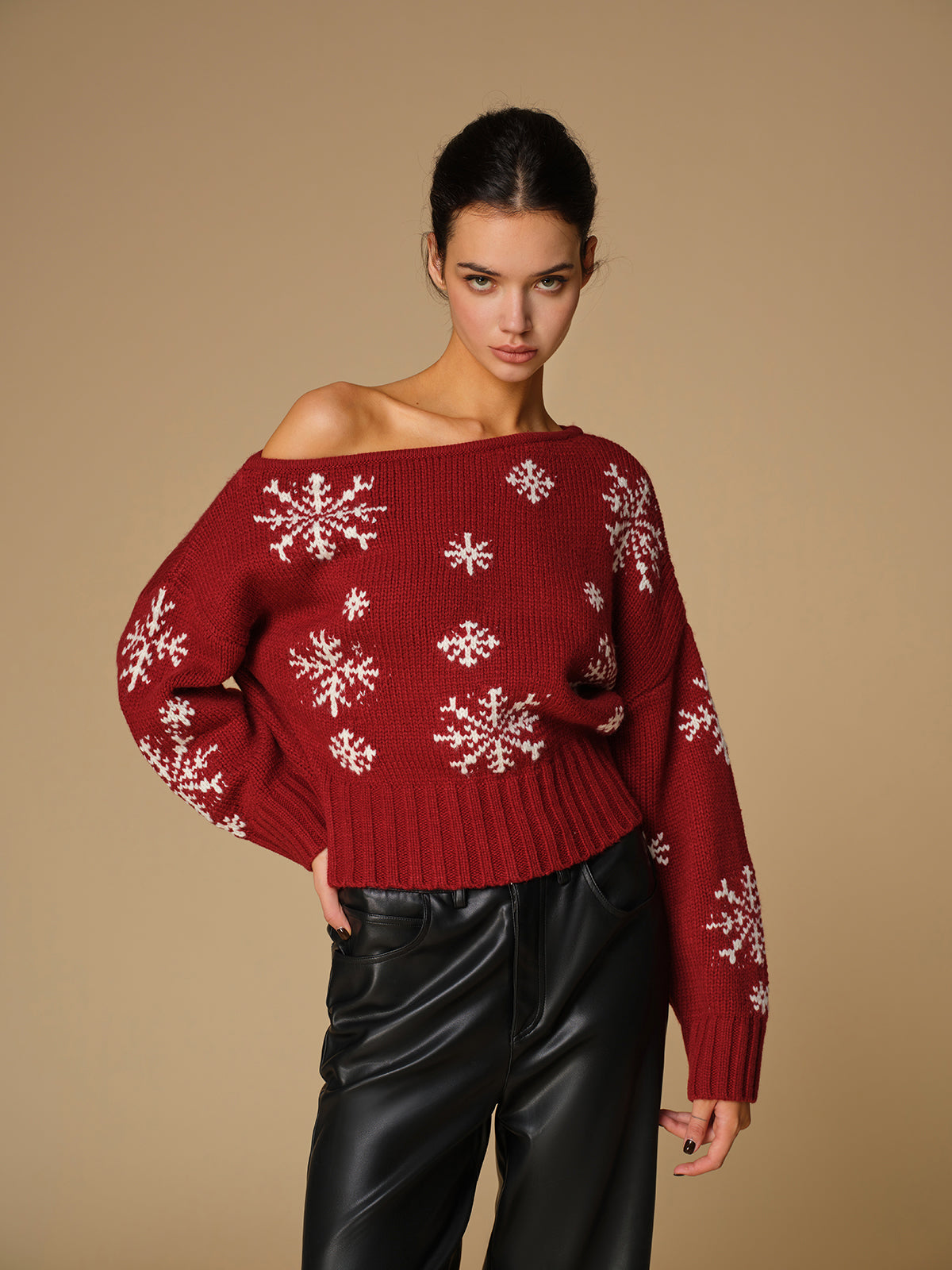 Asymmetrical Snowflake Knit Top