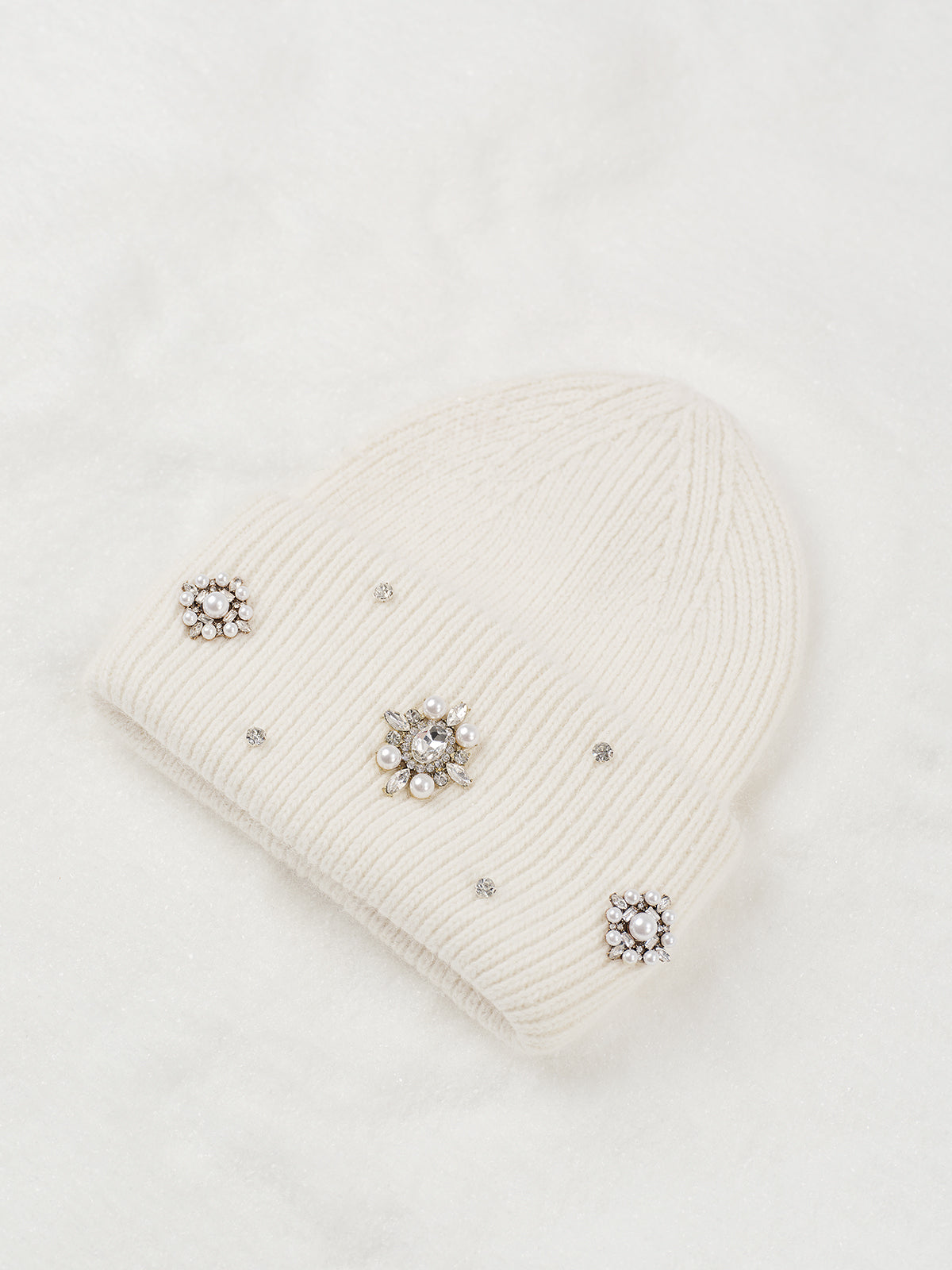 Rhinestone Rabbit Fur Beanie