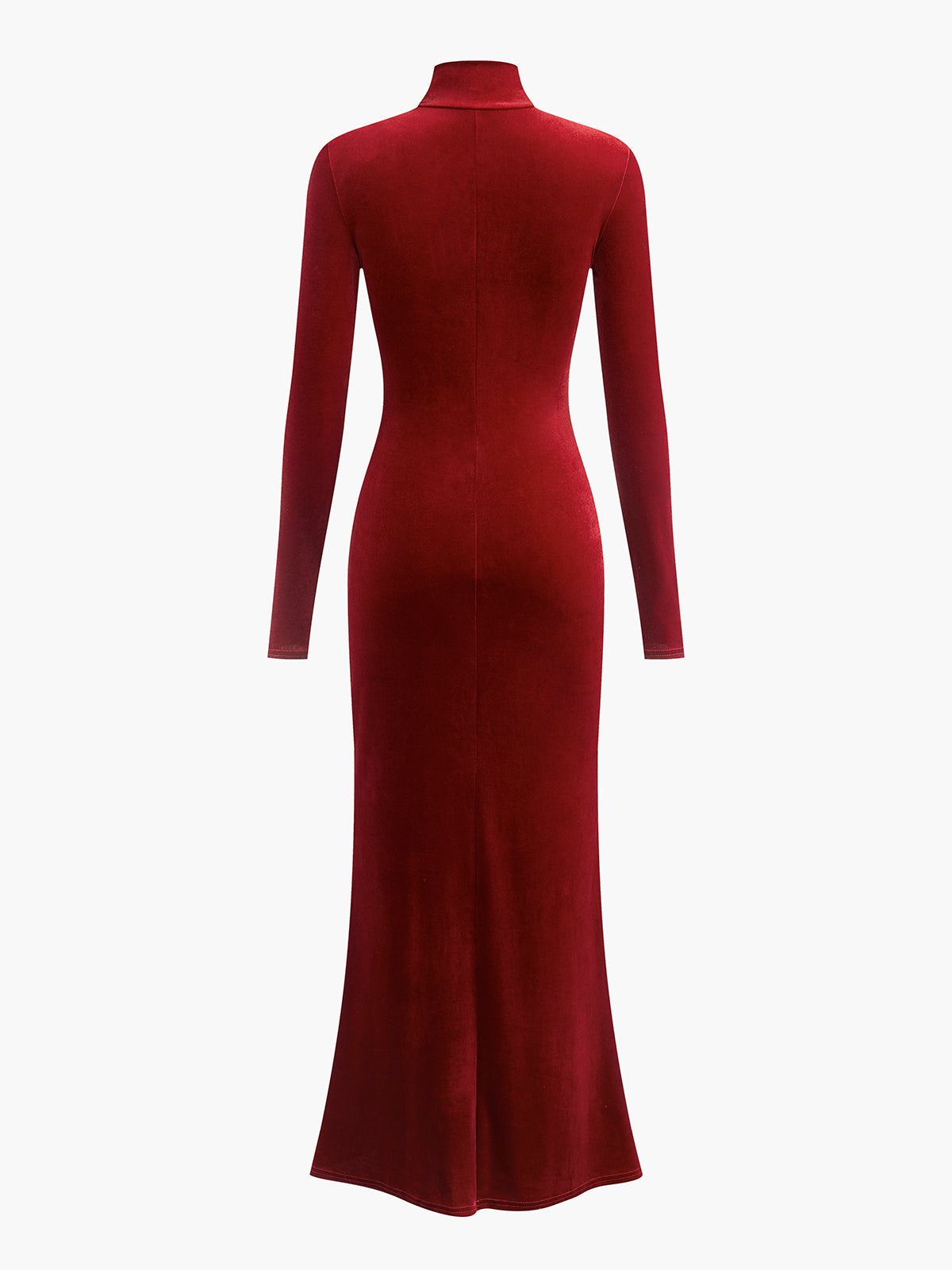 Mock Neck Knotted Velvet Dress