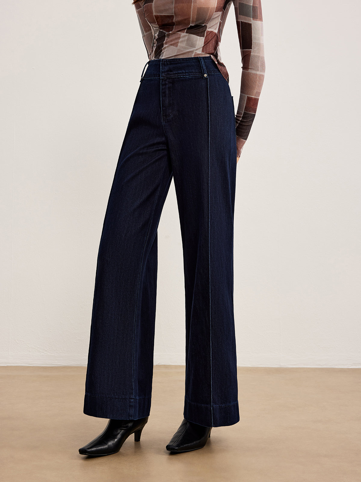 Plain Piping Denim Pants