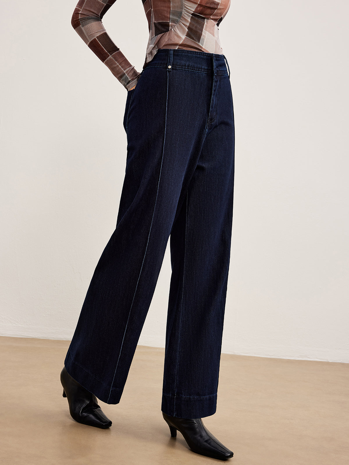 Plain Piping Denim Pants