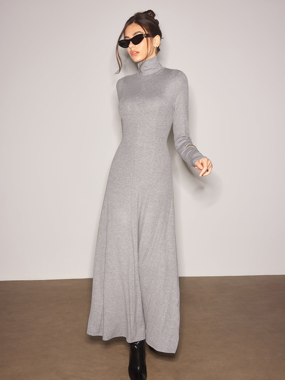 Turtleneck Jersey Long Dress