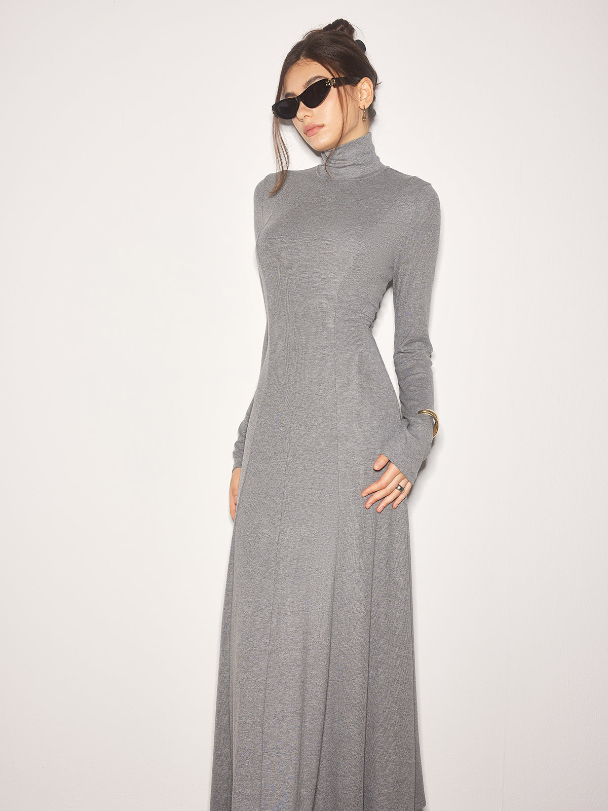 Turtleneck Jersey Long Dress