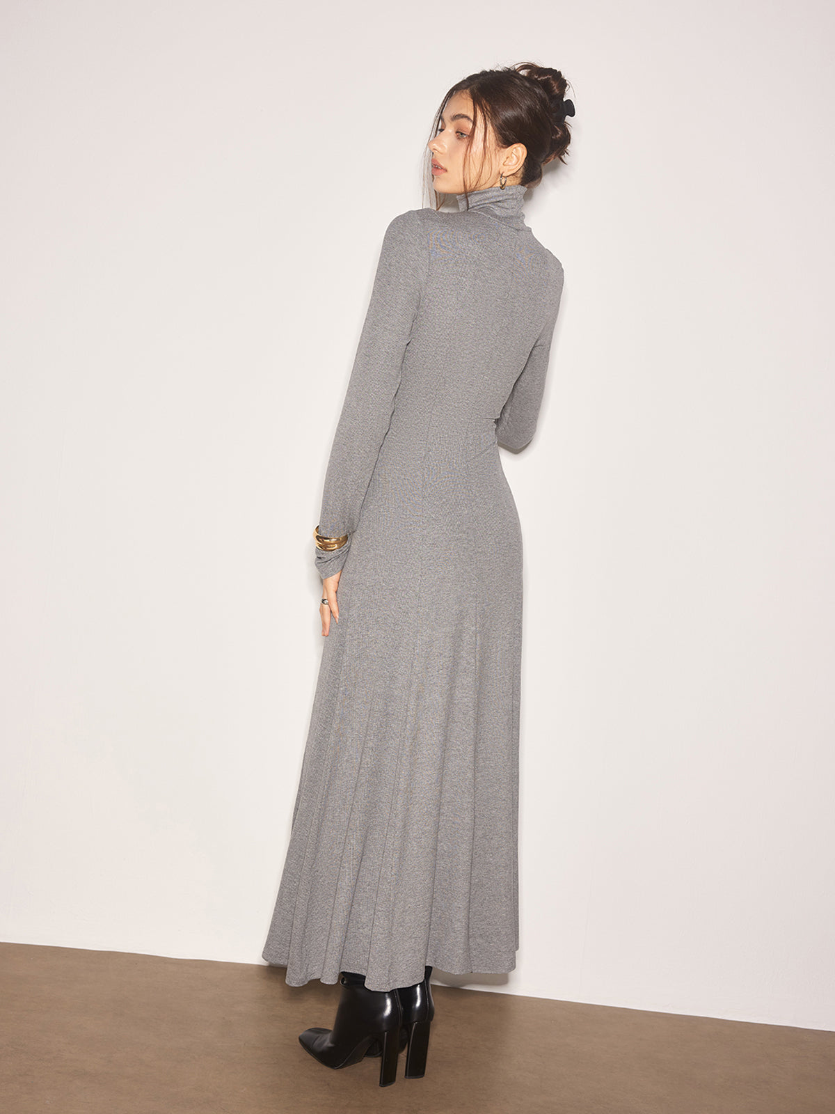 Turtleneck Jersey Long Dress