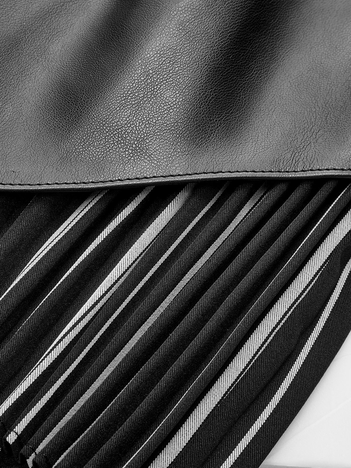 Faux Leather Pleated Panel Skirt