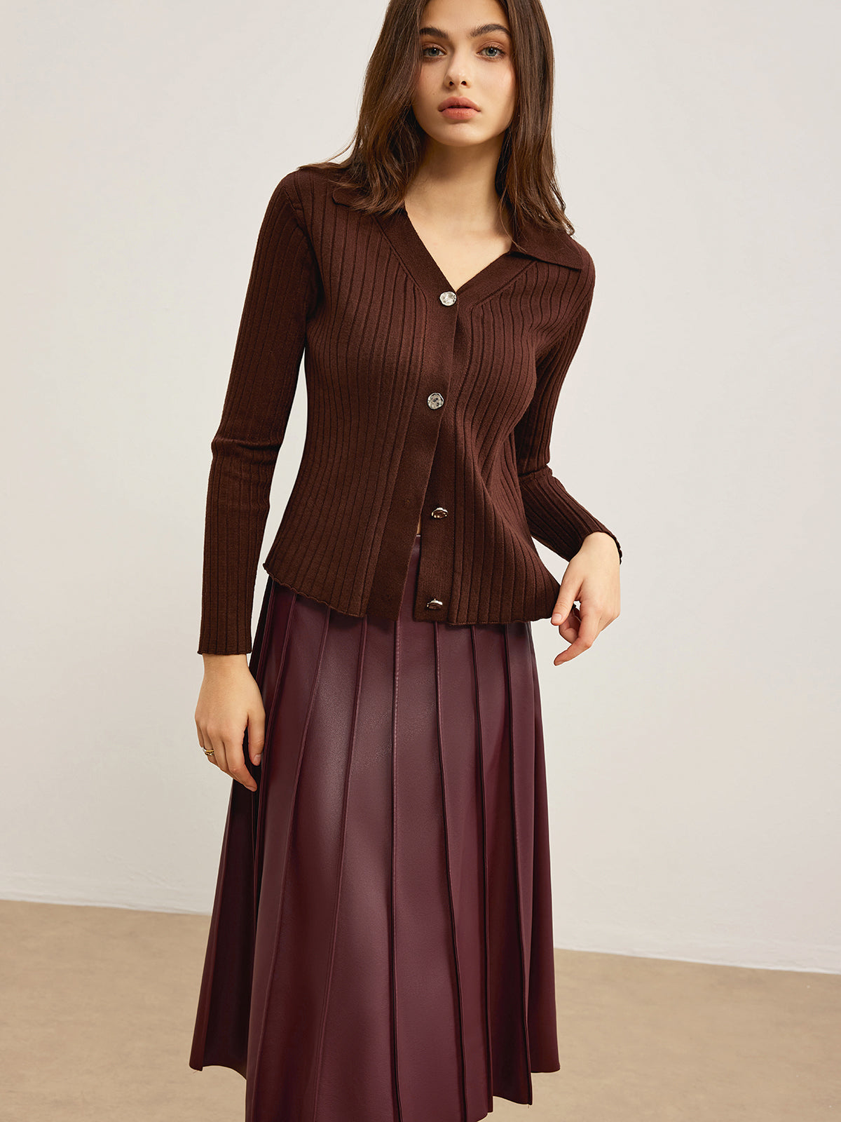 Elegant High-Stretch Polo Cardigan