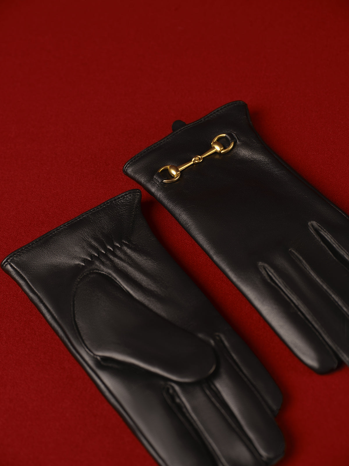 Metal Detail Sheepskin Fleecing Gloves