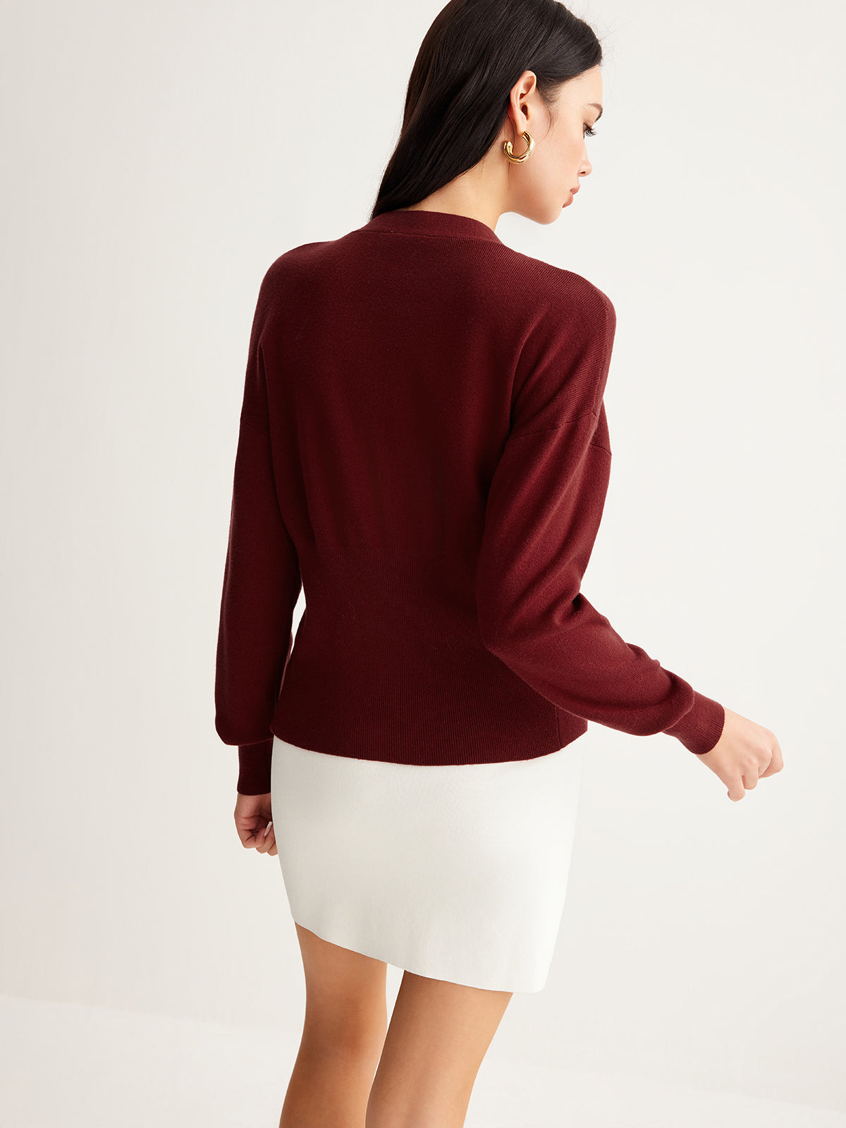 Metal-Button Split Petite Sweater