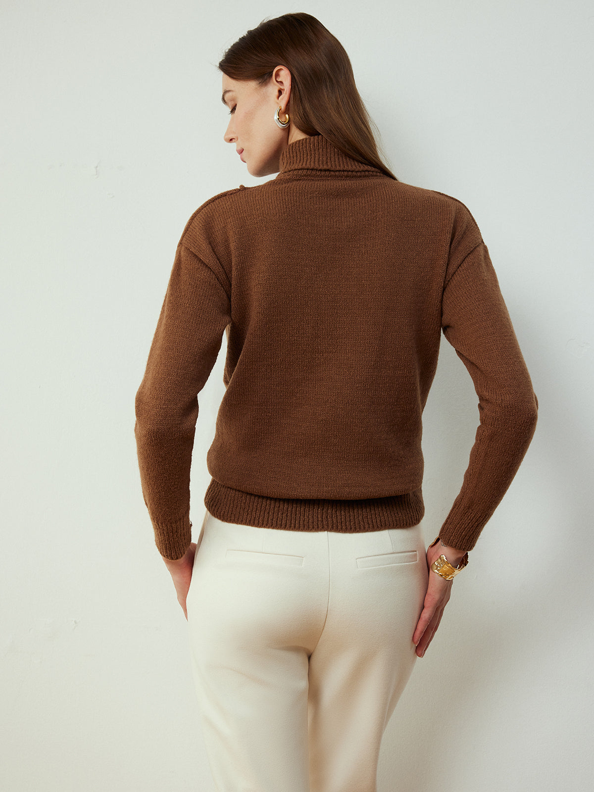 Turtleneck Side Split Short Sweater