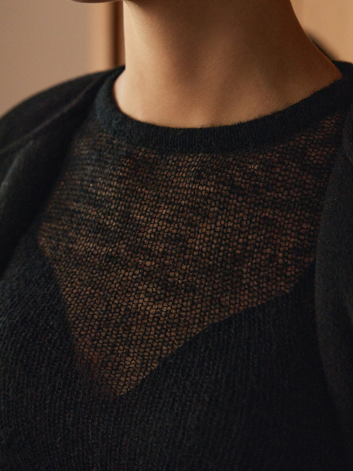 Wool-Blend Sheer Knit Top