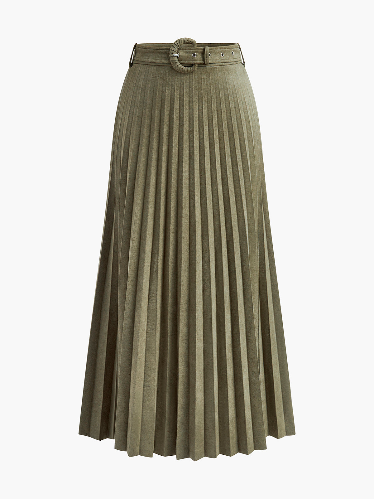 Buckle Belt Design Pleated Skirt