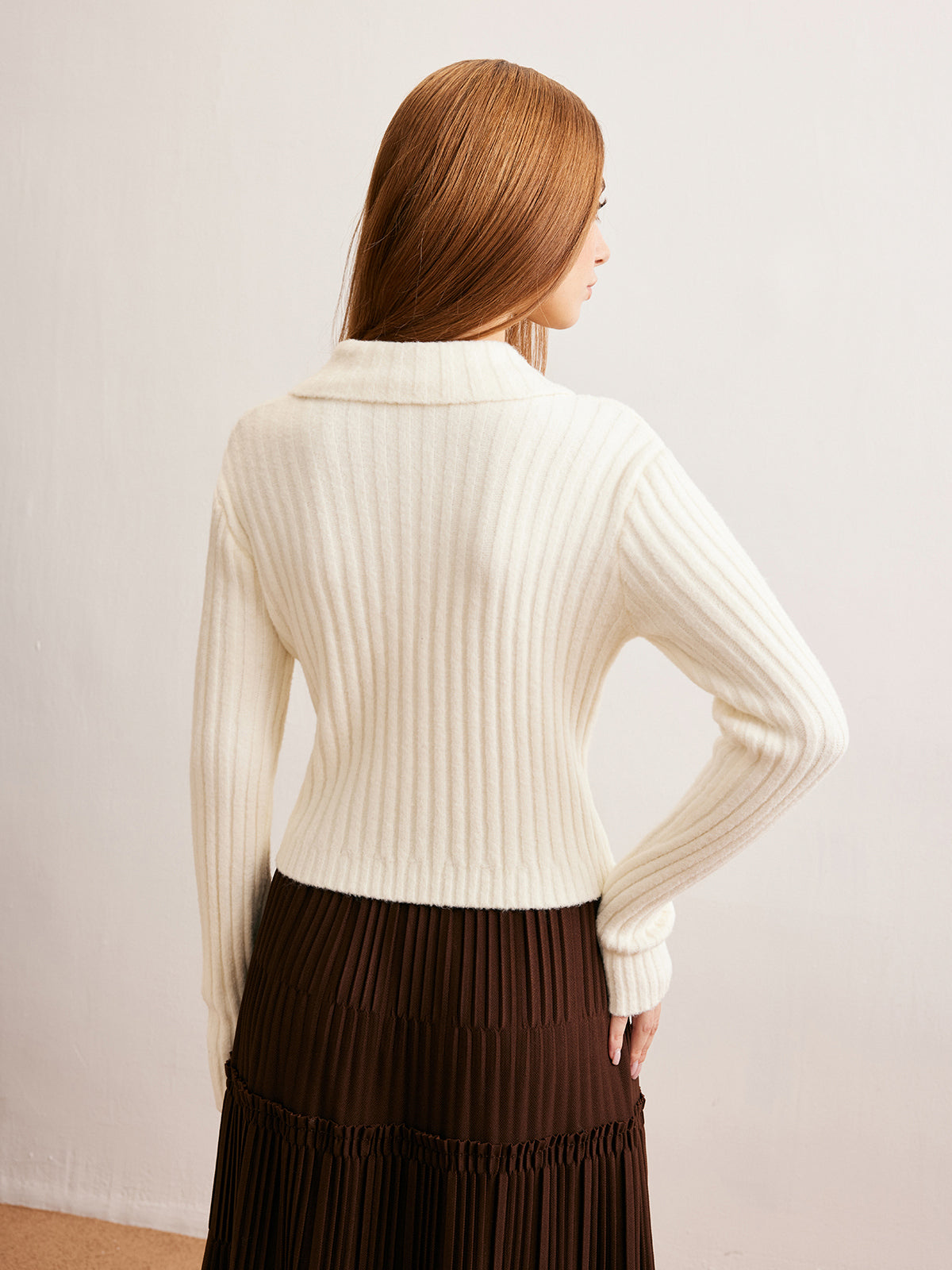 Romance Asymmetrical Button Polo Knit Top