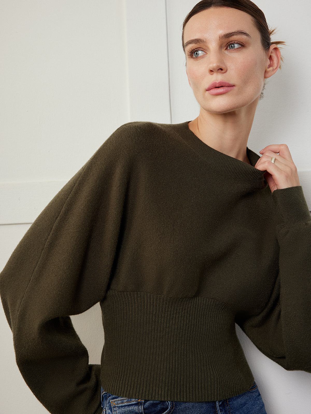 Batwing Sleeve Cinched Sweater