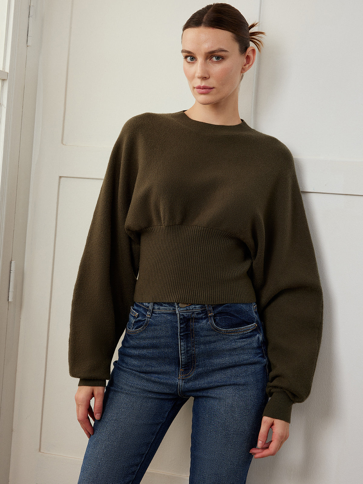 Batwing Sleeve Cinched Sweater