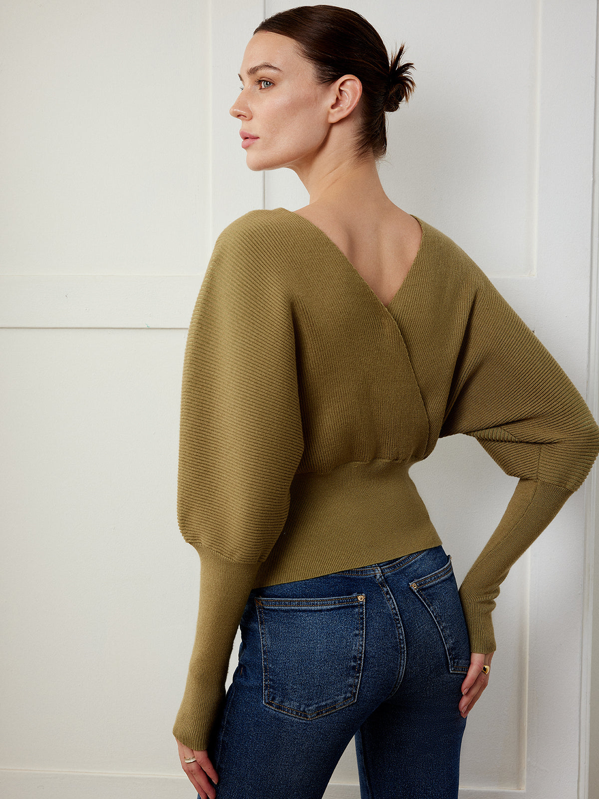 Leg-Of-Mutton Sleeve Cinched Sweater