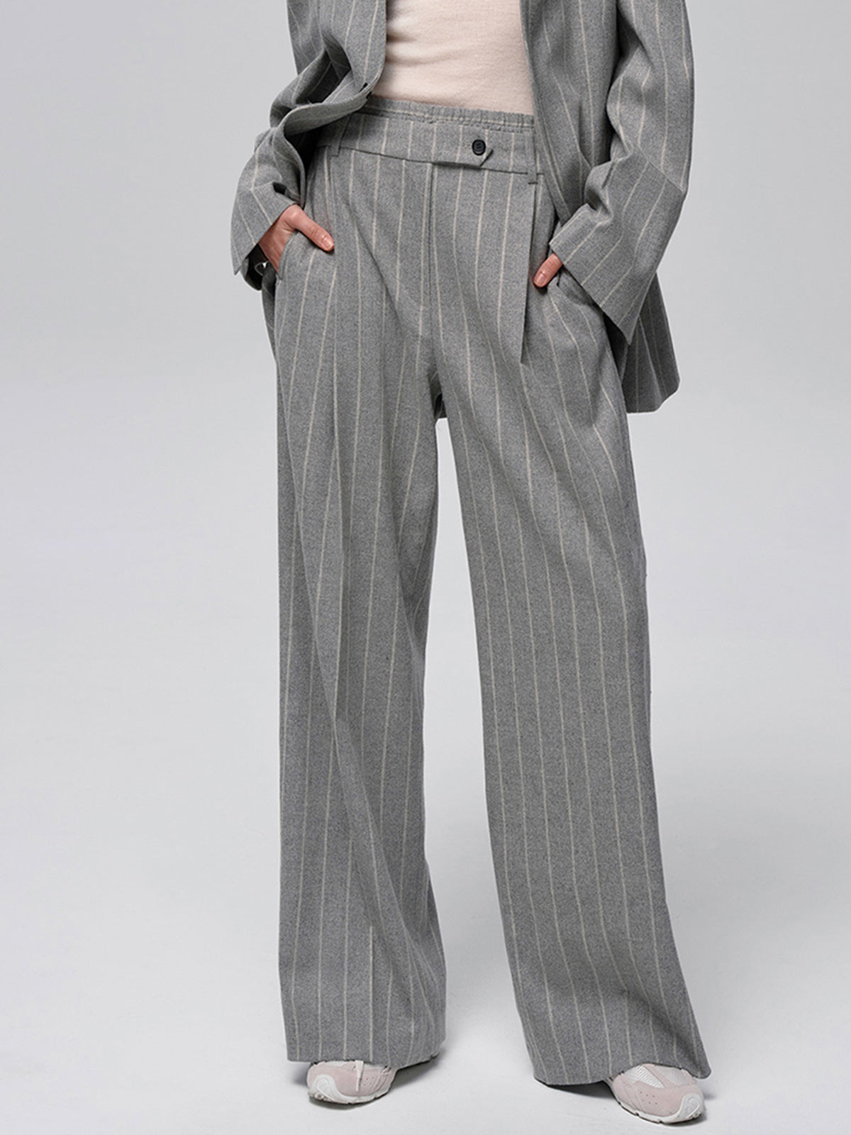 Wool-Blend Pinstripe Tweed Pants