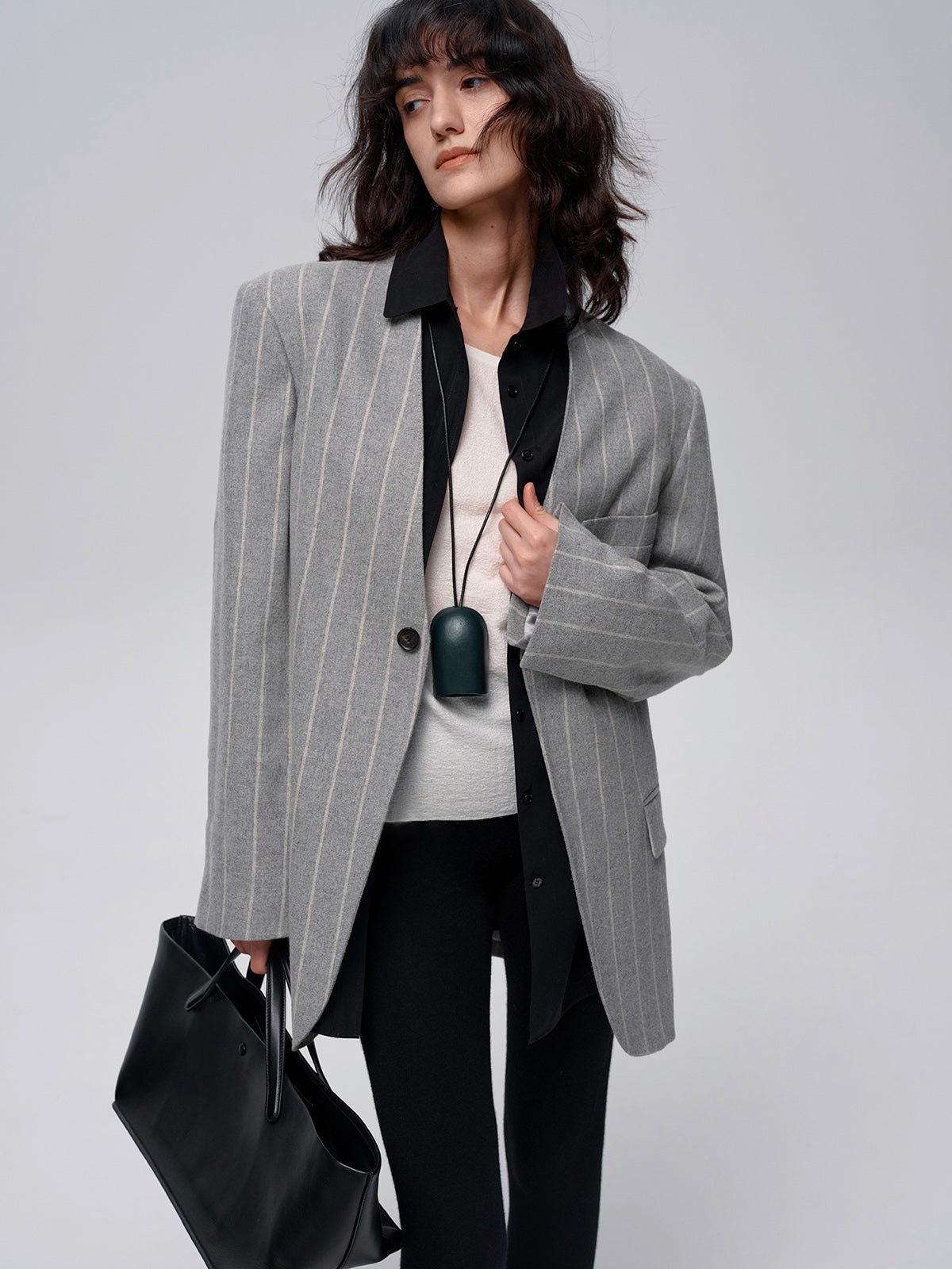 Wool-Blend Pinstripe Tweed Blazer