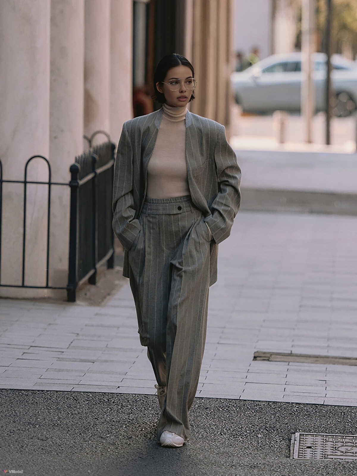 Wool-Blend Pinstripe Tweed Blazer